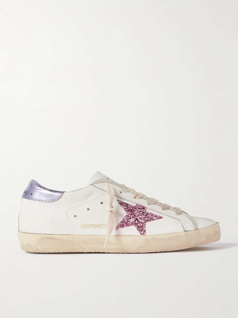 White Golden Goose sneakers with pink star