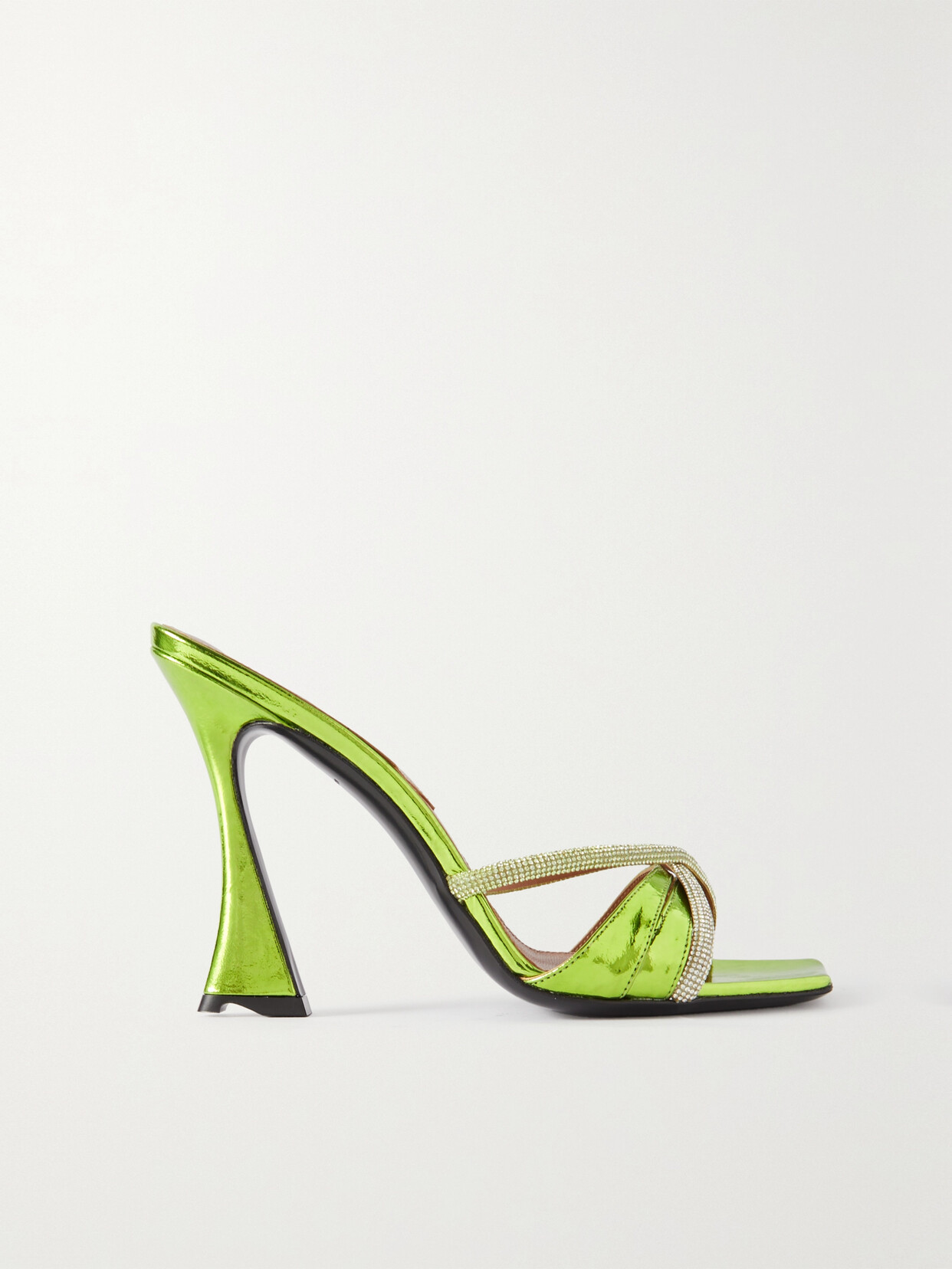 D’accori Lust Square-toe Metallic-leather Mules In Green
