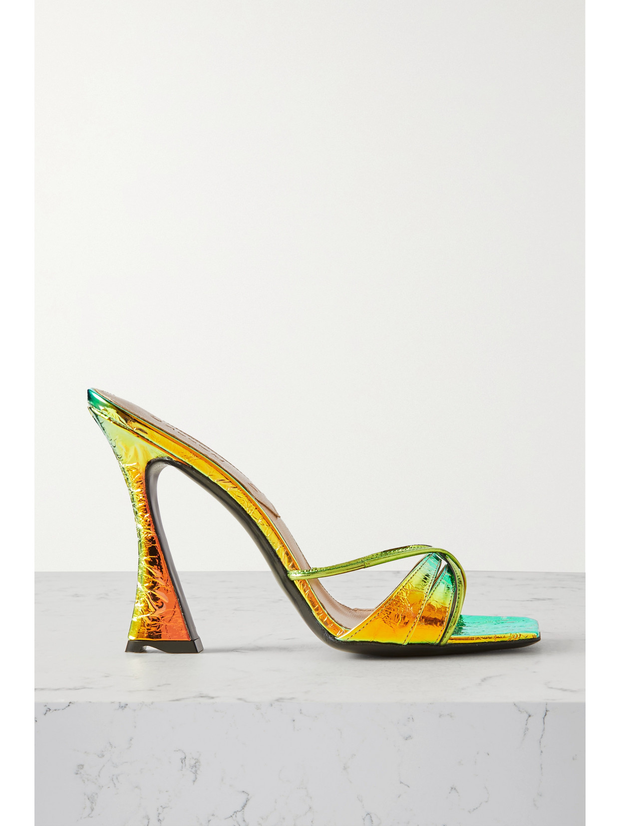 D’Accori D'Accori - Lust Iridescent Crinkled-leather Mules - Metallic