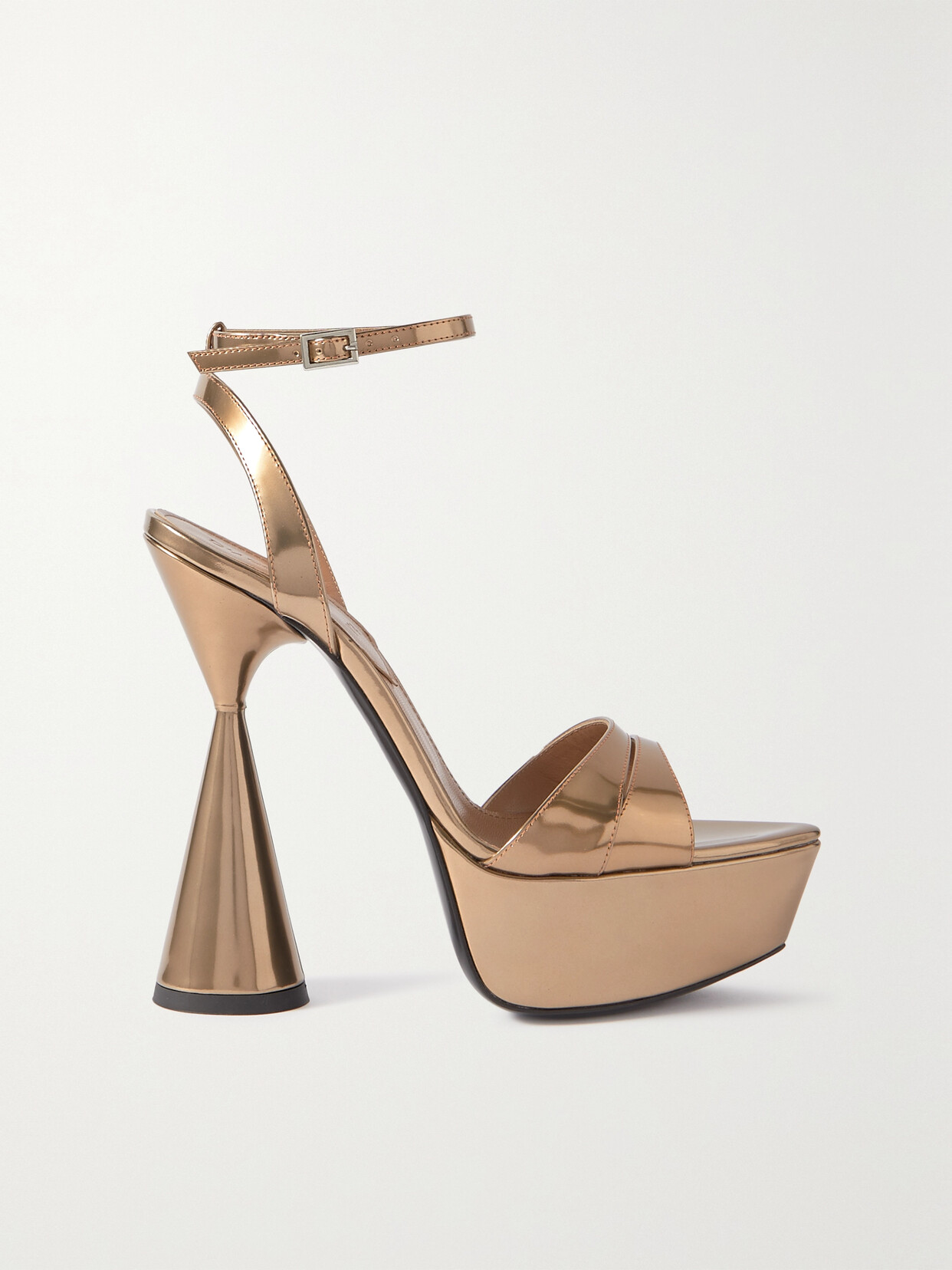 D’Accori D'Accori - Skye Metallic Leather Platform Sandals - Gold