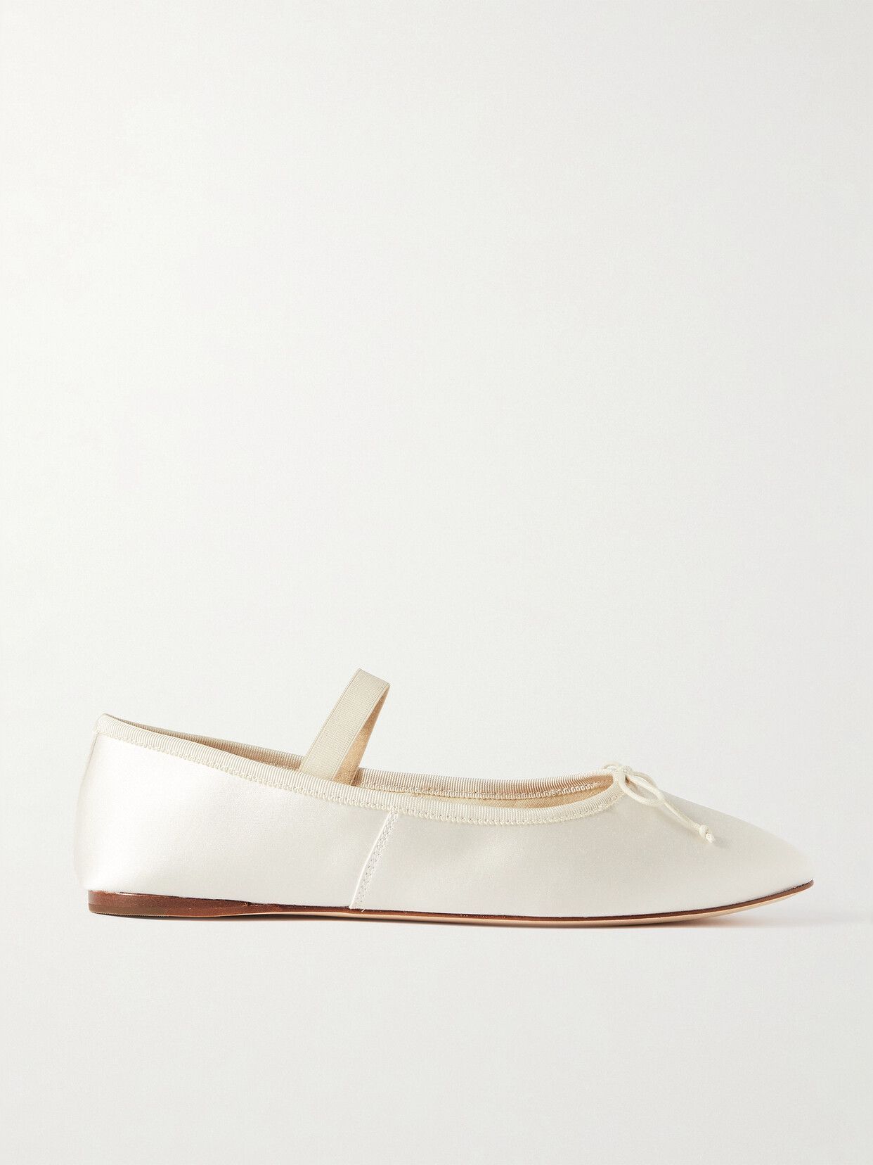 Shop Loeffler Randall + Net Sustain Leonie Grosgrain-trimmed Satin Ballet Flats In Ivory