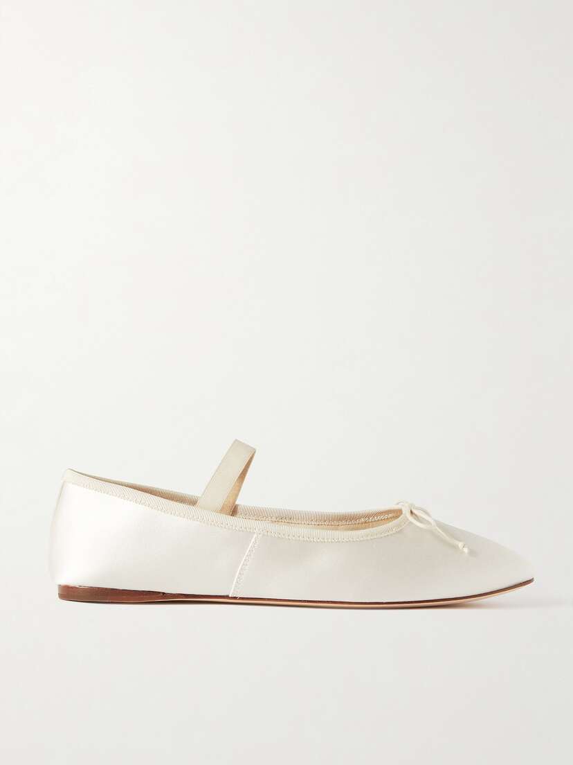 Loeffler Randall + Net Sustain Leonie Grosgrain-trimmed Satin Ballet Flats