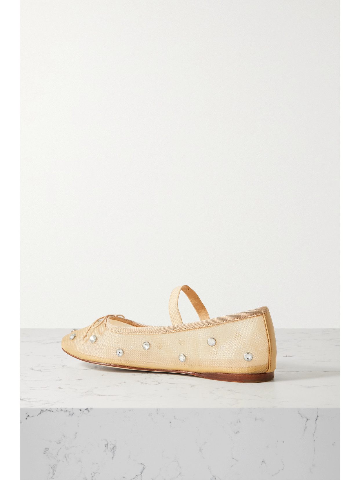 Loeffler Randall Leonie Crystal-embellished Tulle Ballet Flats In Brown