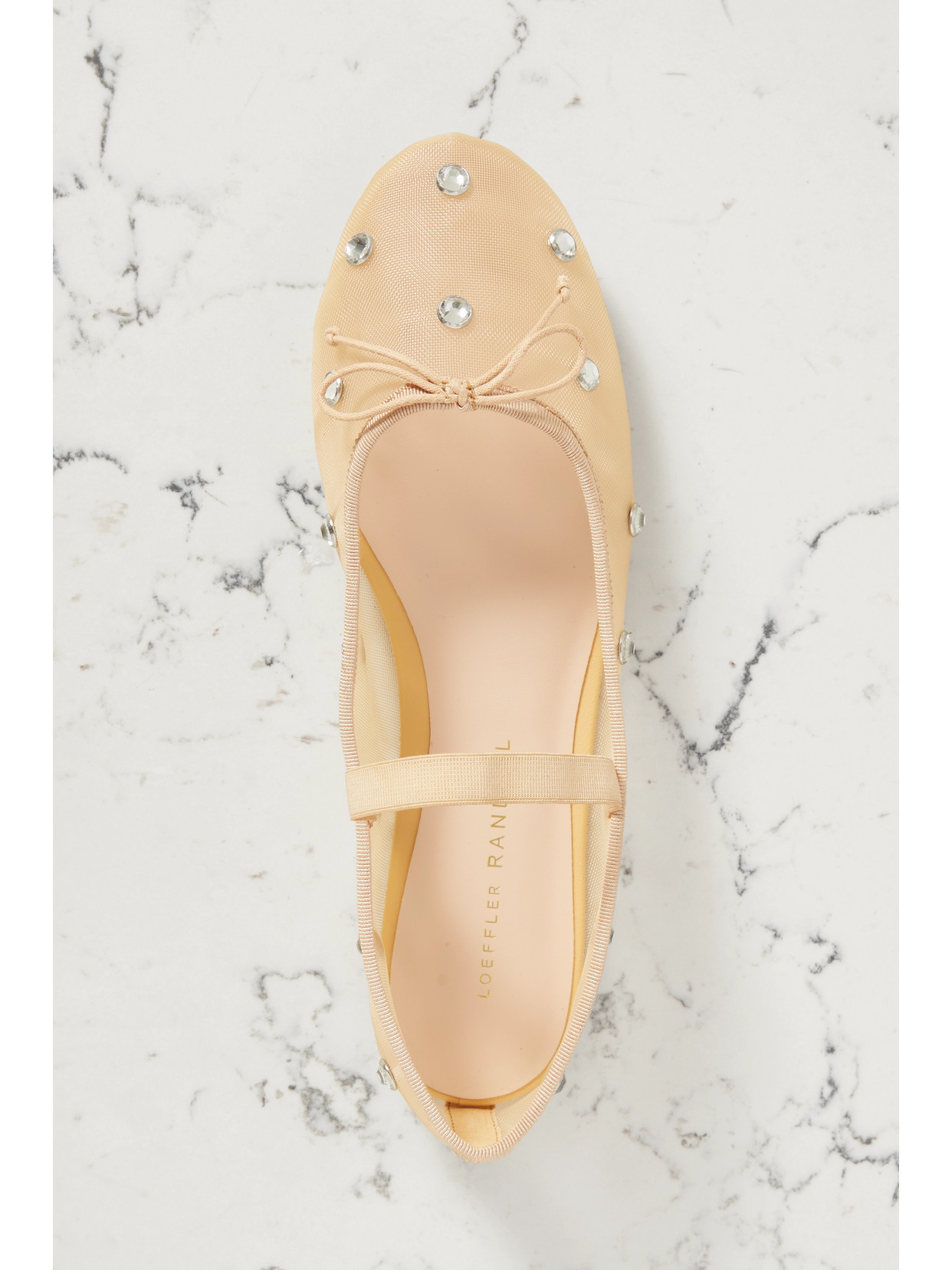 Shop Loeffler Randall Leonie Crystal-embellished Mesh Ballet Flats In Brown