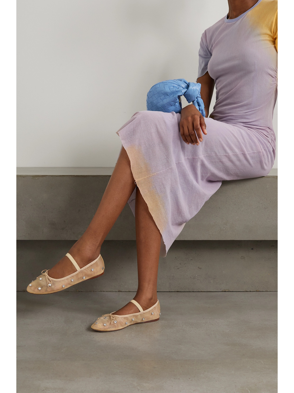 Loeffler Randall Leonie Crystal-embellished Tulle Ballet Flats In Brown