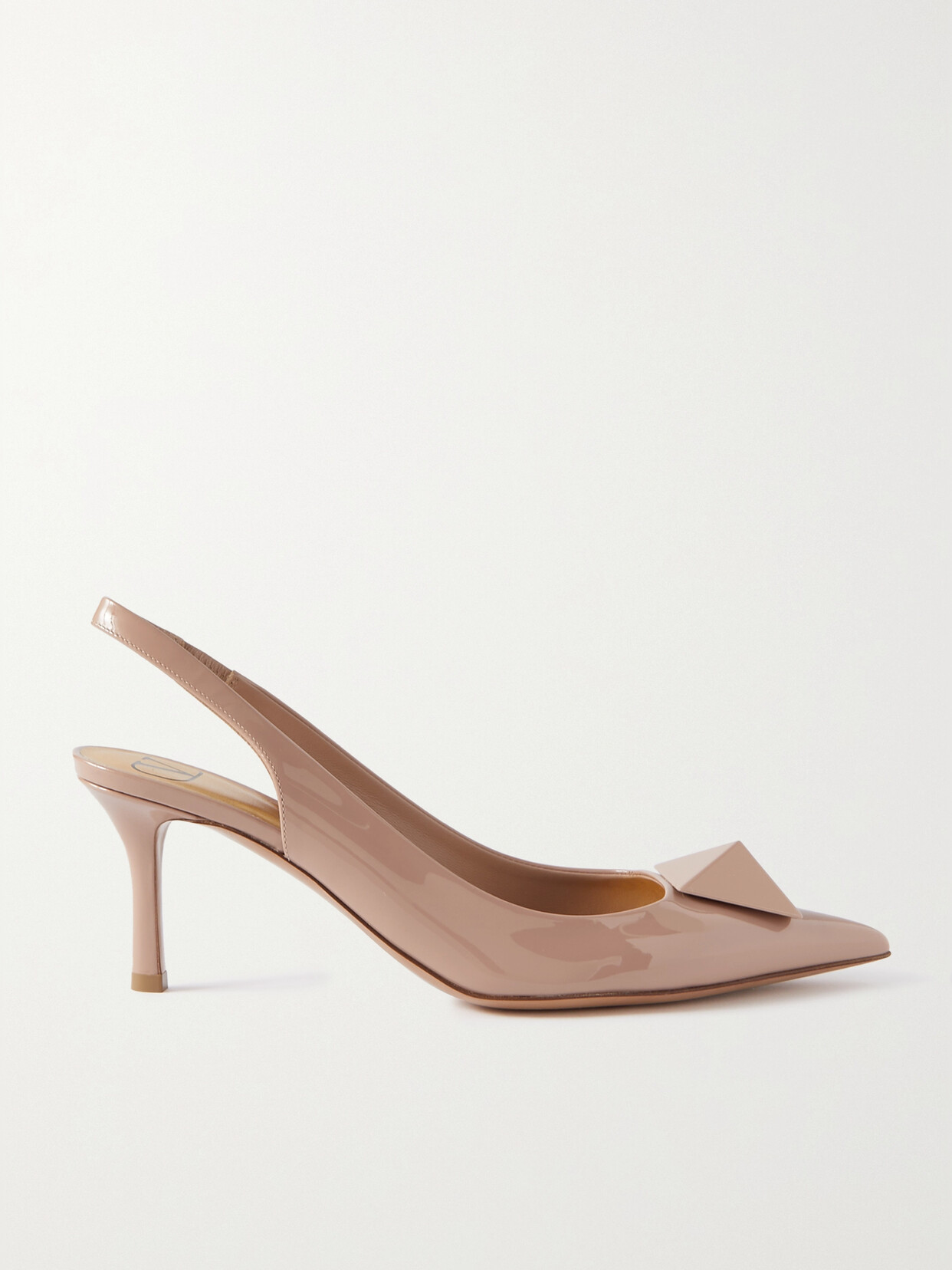 Valentino Garavani One Stud 70 Patent-leather Slingback Pumps - Neutrals