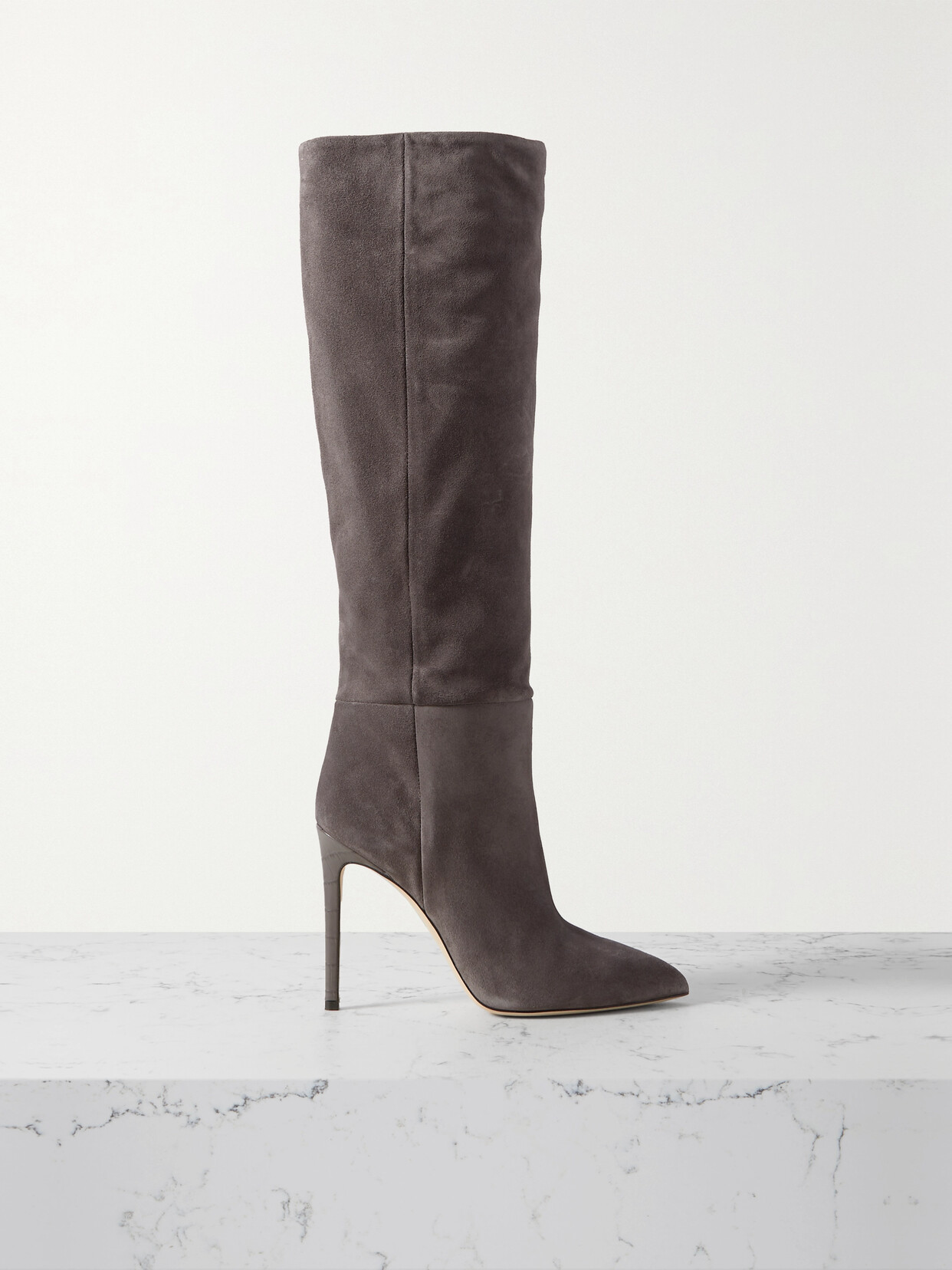 Paris Texas - Stiletto Suede Knee Boots - Gray