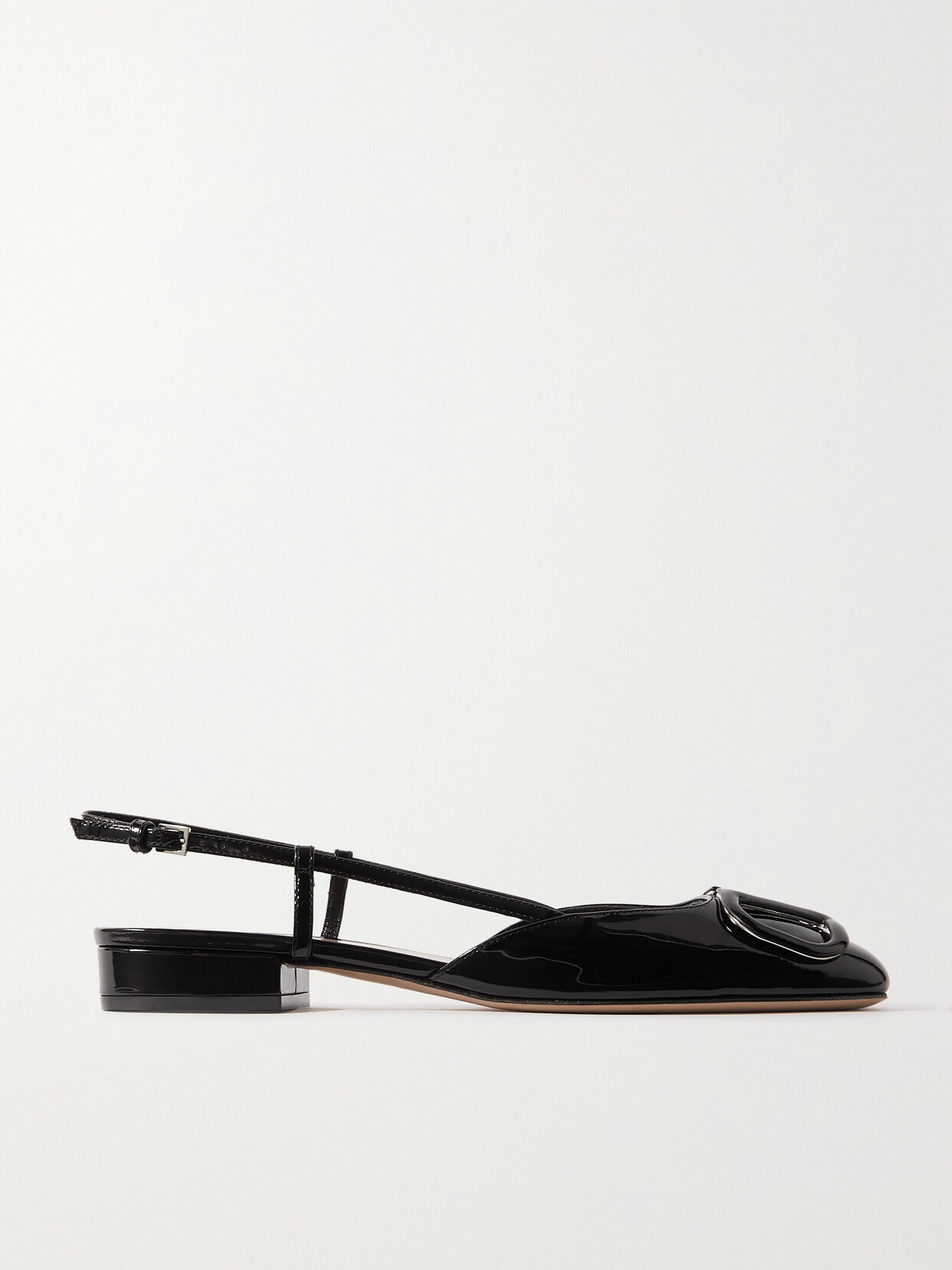 Valentino Garavani - Vlogo Patent-leather Slingback Flats - Black