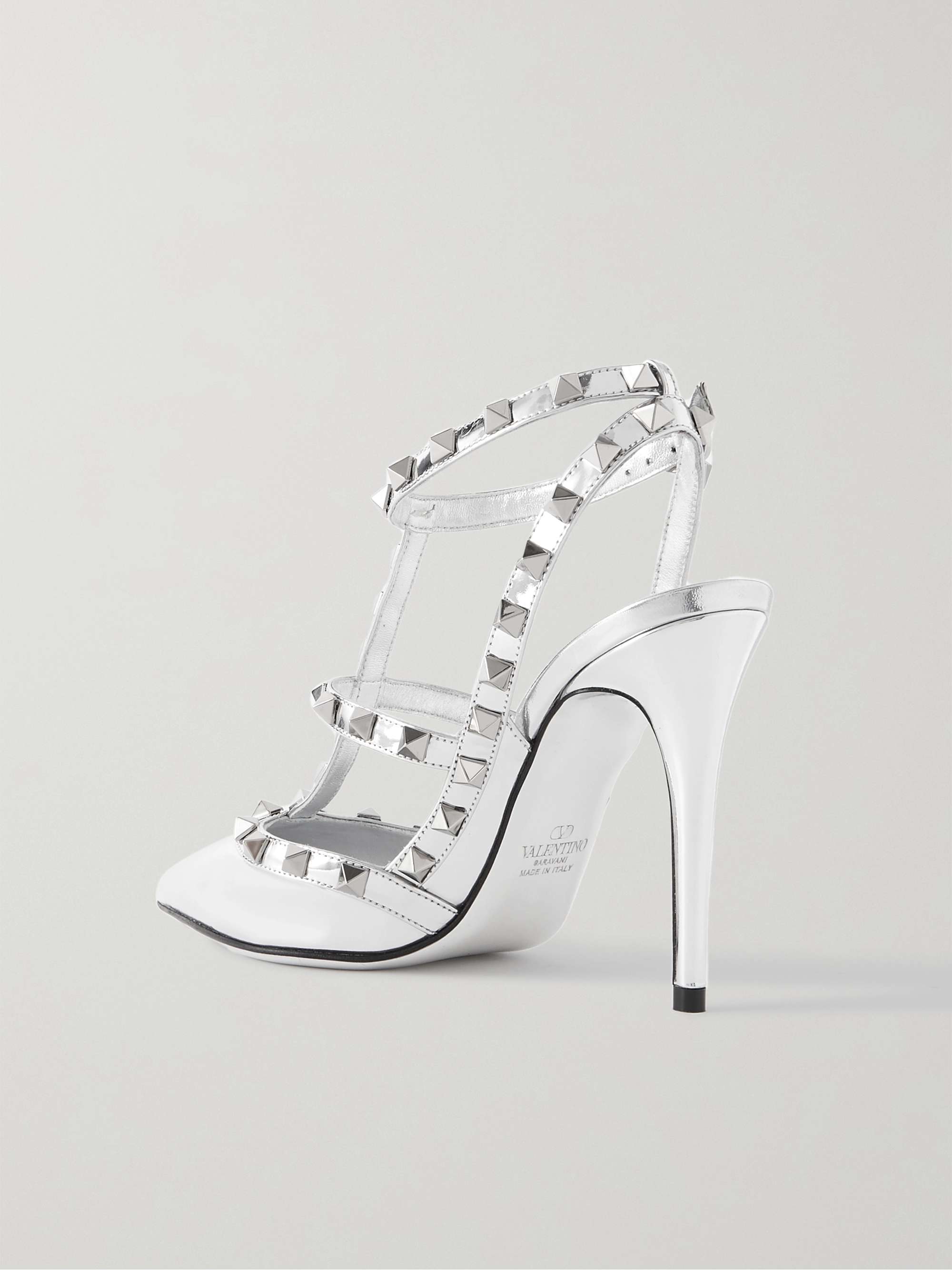 VALENTINO GARAVANI Rockstud 100 mirrored-leather pumps | NET-A-PORTER