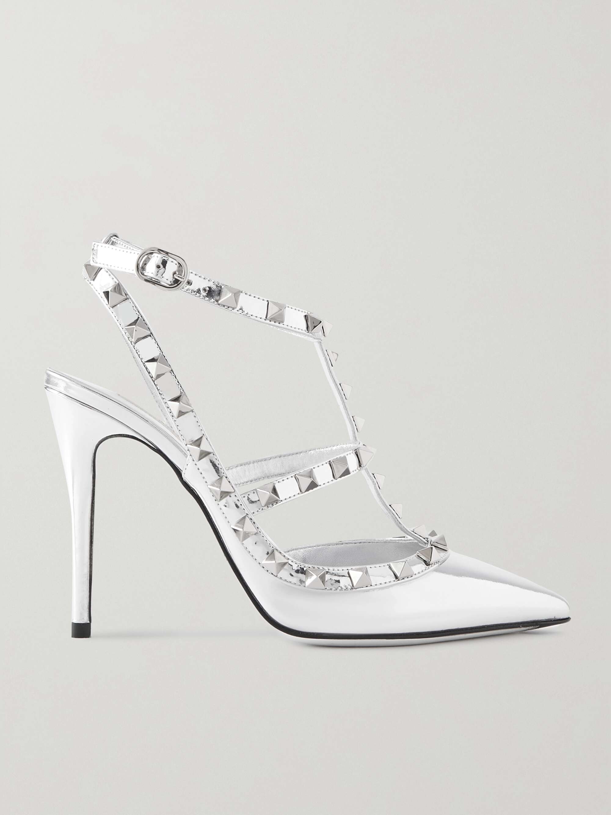 VALENTINO GARAVANI Rockstud 100 mirrored-leather pumps | NET-A-PORTER