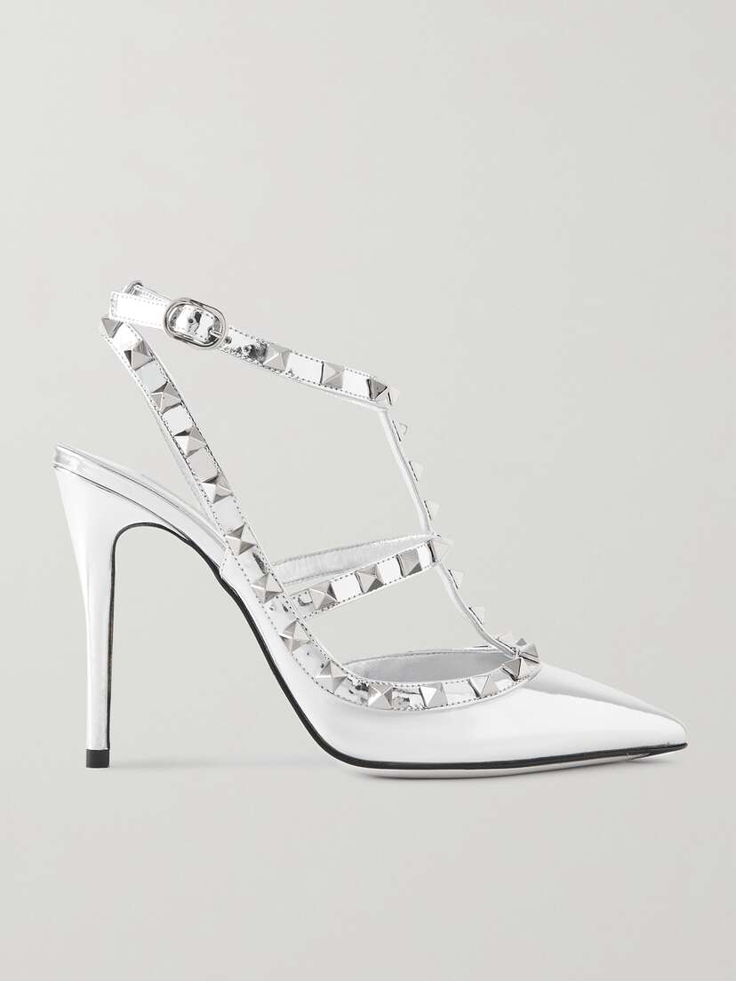 Valentino Garavani Rockstud 100 Mirrored-leather Pumps
