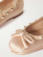 VALENTINO GARAVANI Rockstud leather-trimmed satin ballet flats | NET-A ...