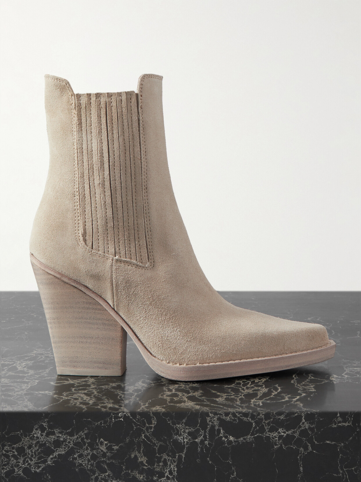 Paris Texas Dallas Suede Western Ankle Boots In Angora