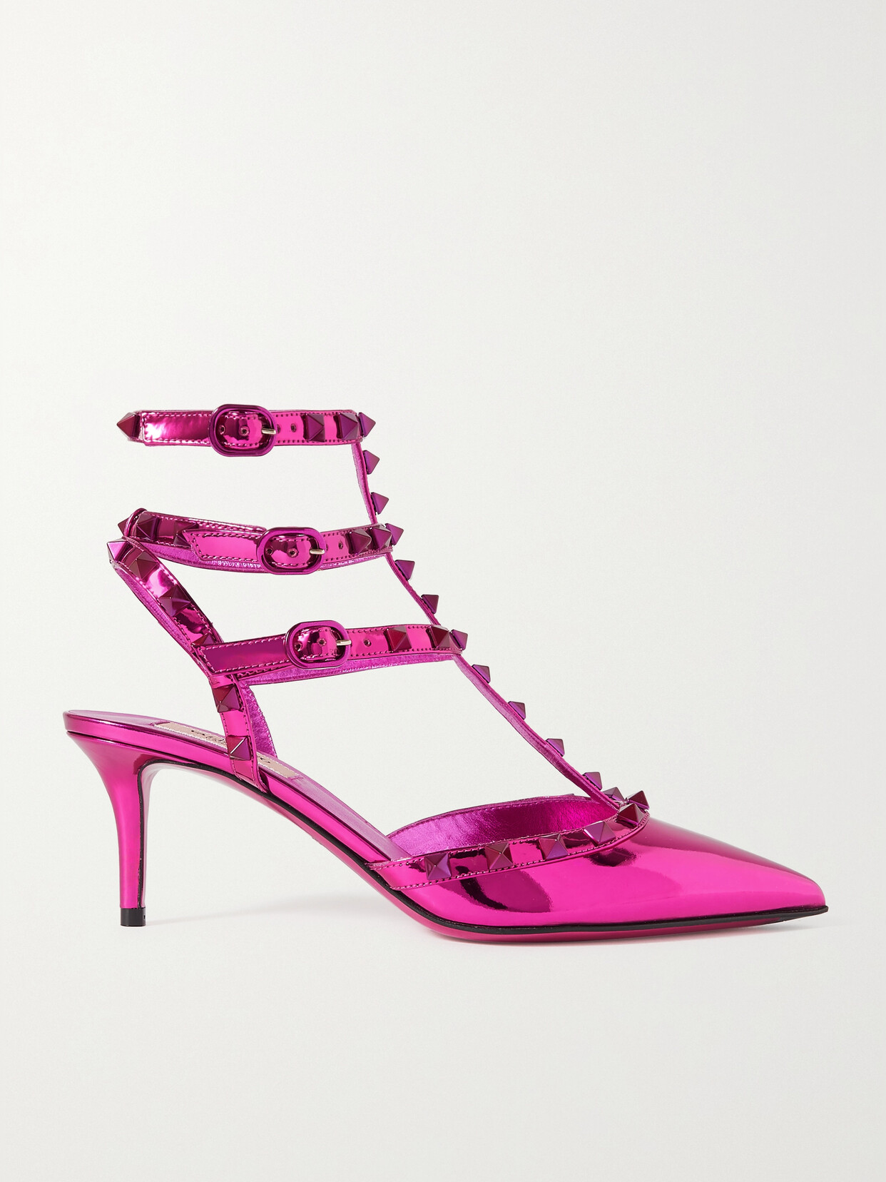 Valentino Garavani Leather Rockstud Sandals 65 In Pink