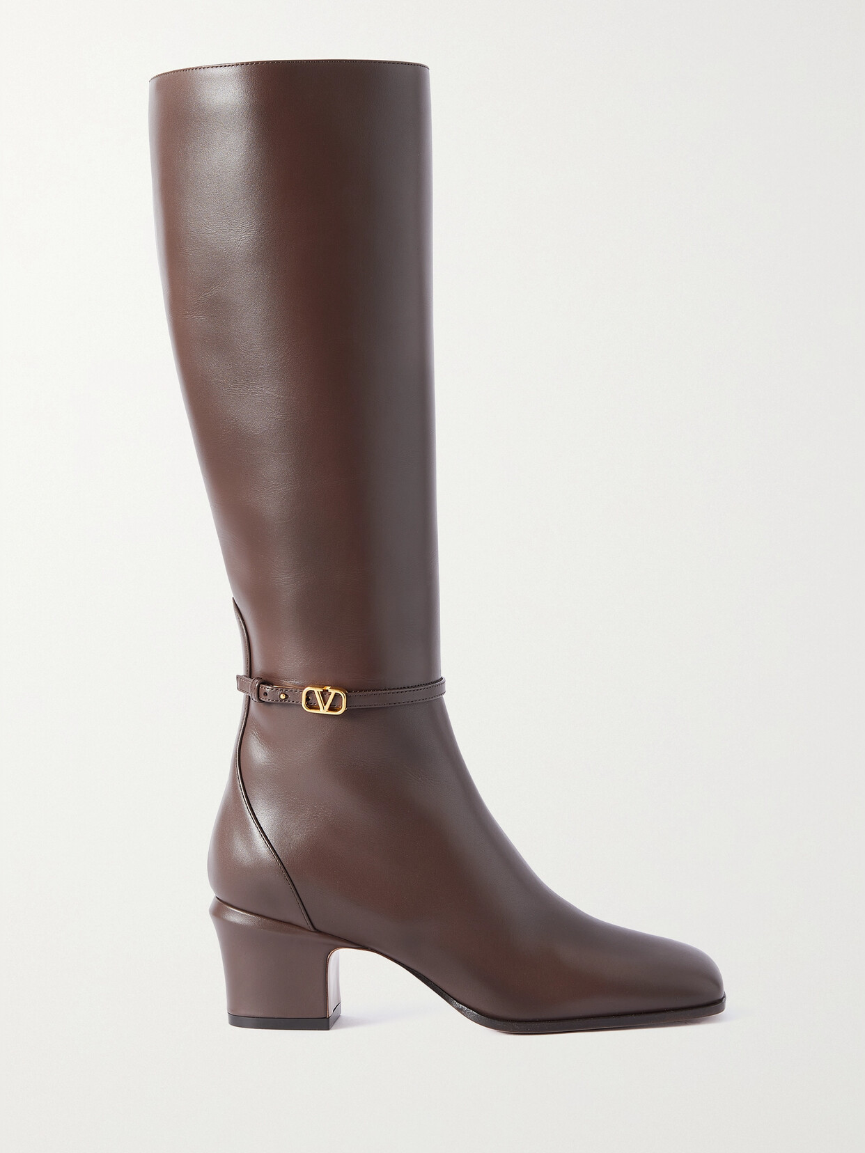 Valentino Garavani Tan-go 60 Leather Knee Boots In Brown