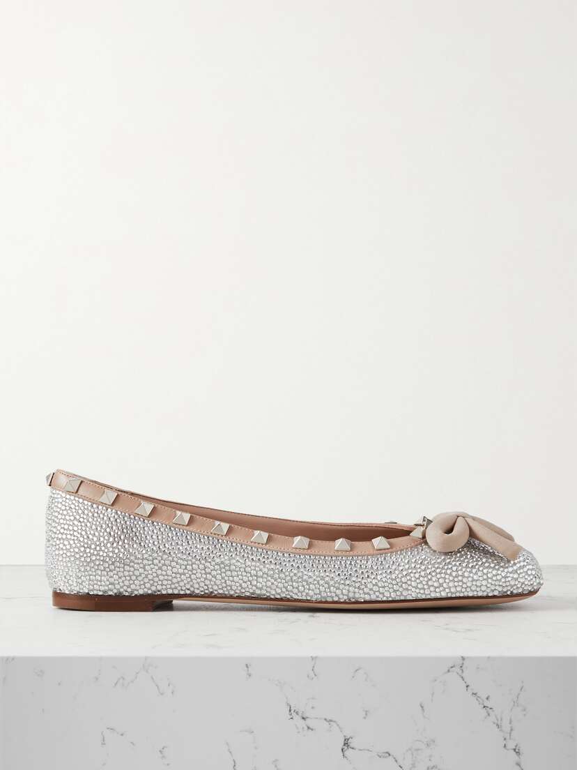 Valentino Garavani Rockstud Embellished Leather Ballet Flats