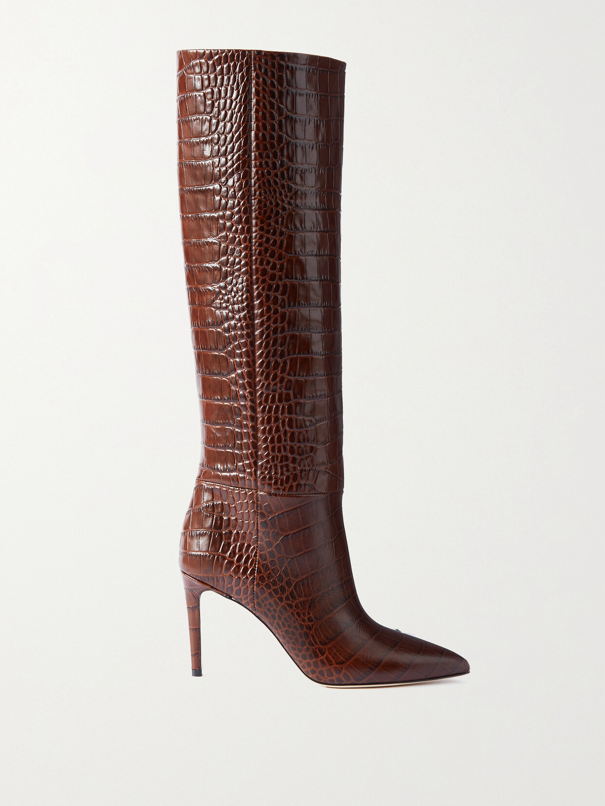 Paris Texas - Stiletto Croc-effect Leather Knee Boots - Brown