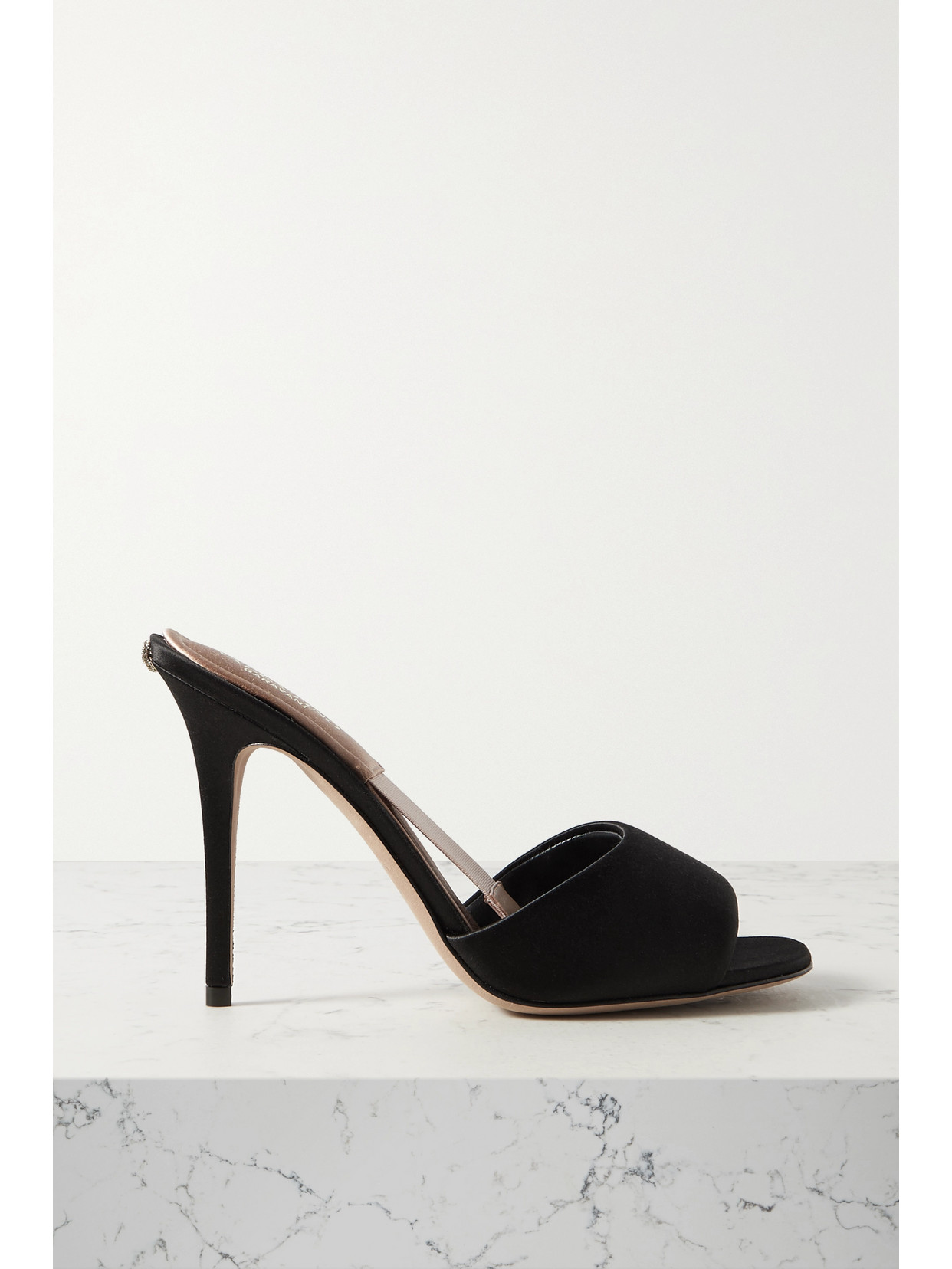 Valentino Garavani 105 Embellished Satin Mules - Black