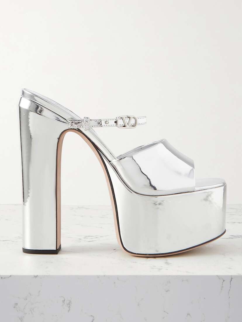 Valentino Garavani — Tan-Go 155 mirrored-leather platform mules