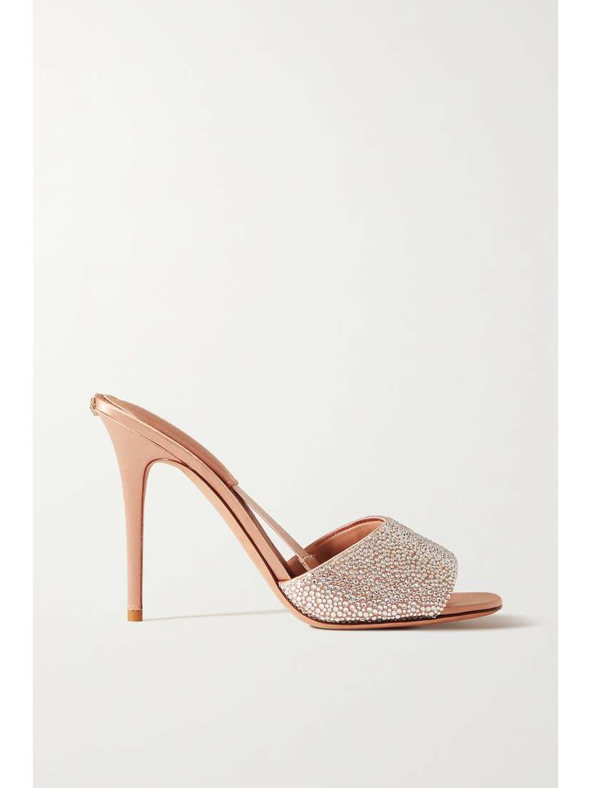 Valentino Garavani Private 105 Crystal-embellished Satin Mules