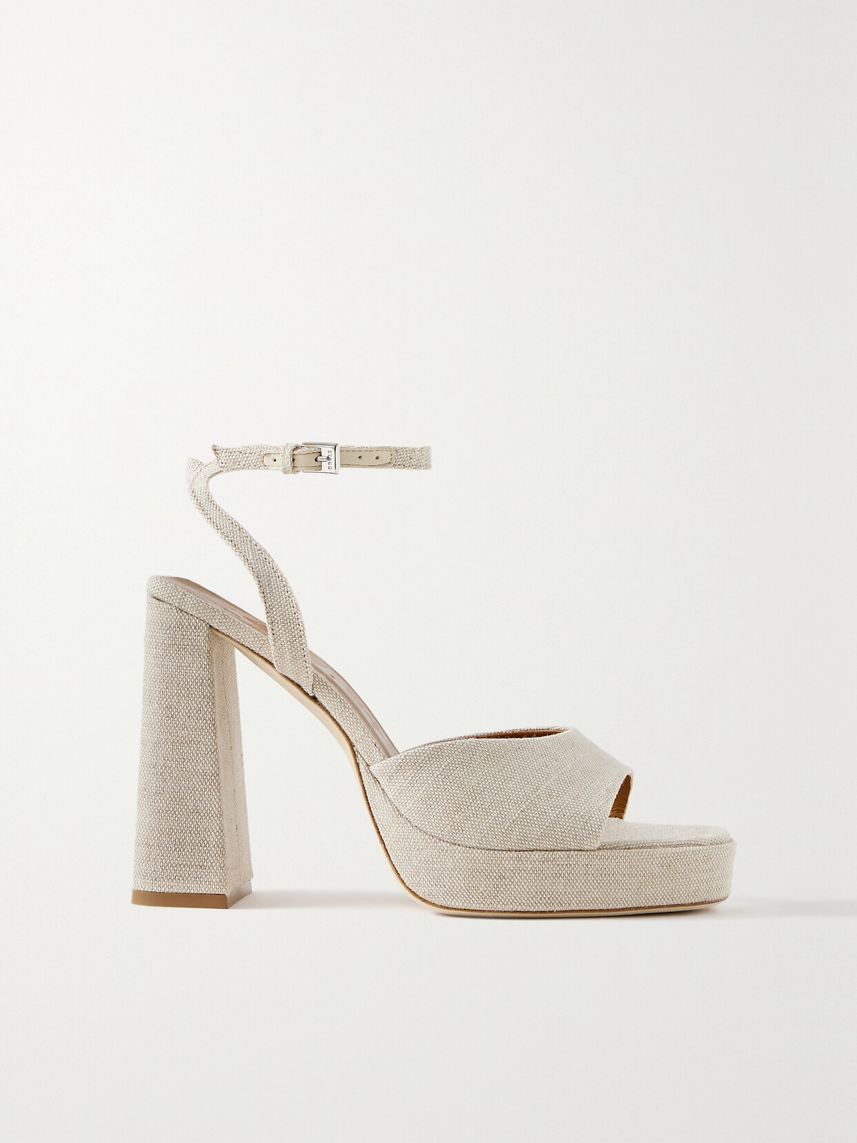 STAUD SOLANGE CANVAS PLATFORM SANDALS