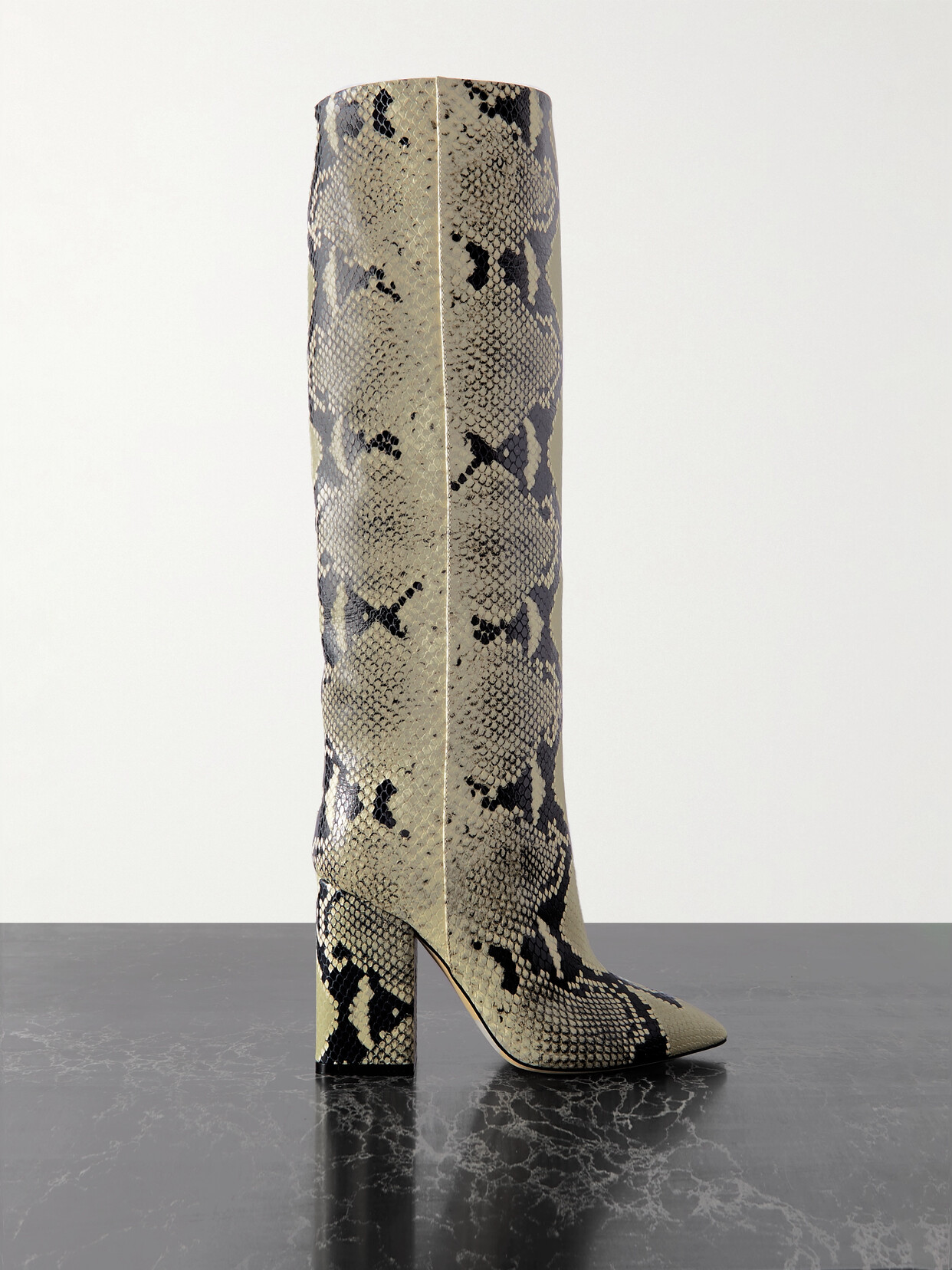 Paris Texas Anja Snake-effect Leather Knee Boots In Animal Print