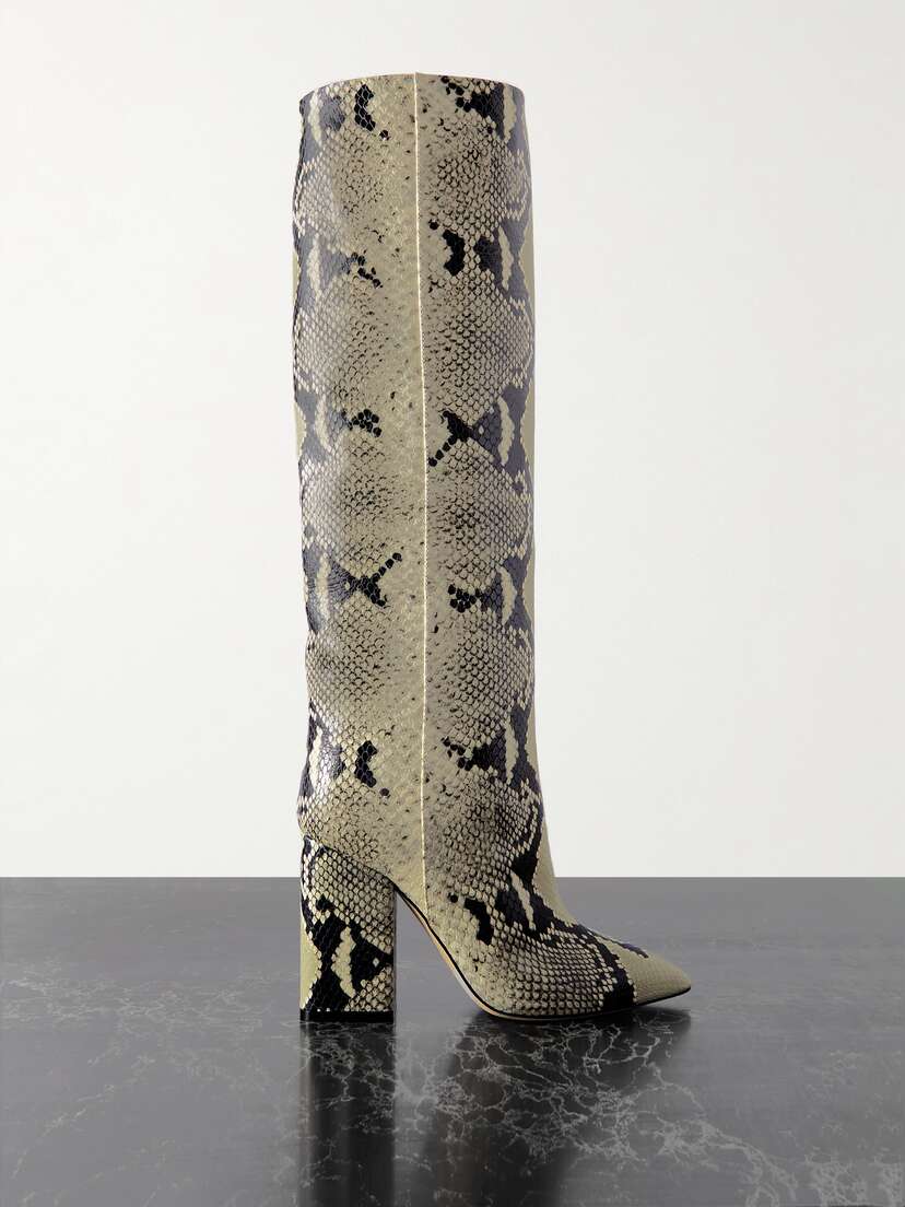 Paris Texas Anja Snake-effect Leather Knee Boots