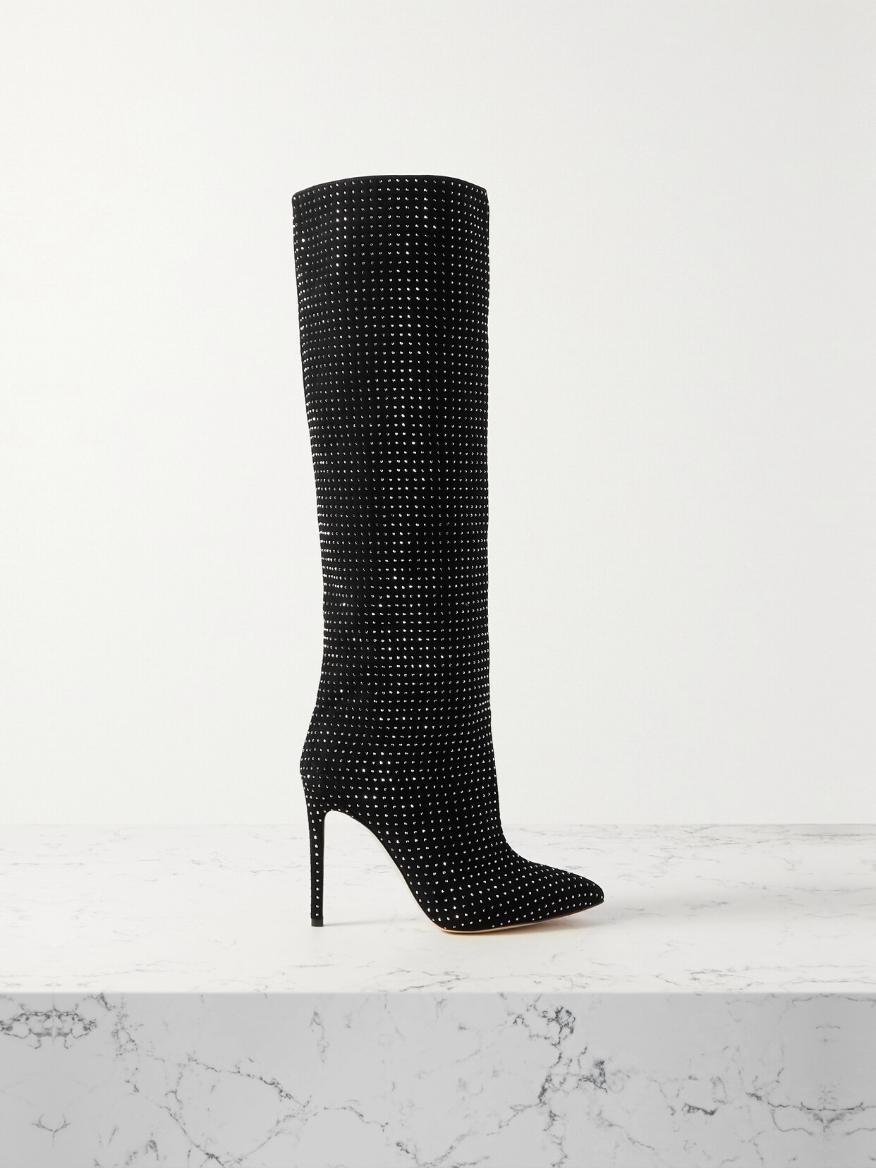 Paris Texas - Holly Crystal-embellished Suede Knee-high Boots - Black