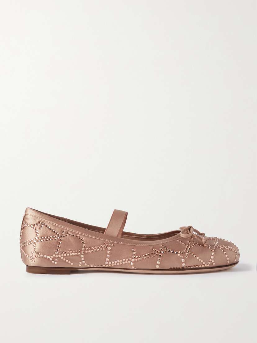 Valentino Garavani Toile Iconographe Crystal-embellished Satin Ballet Flats