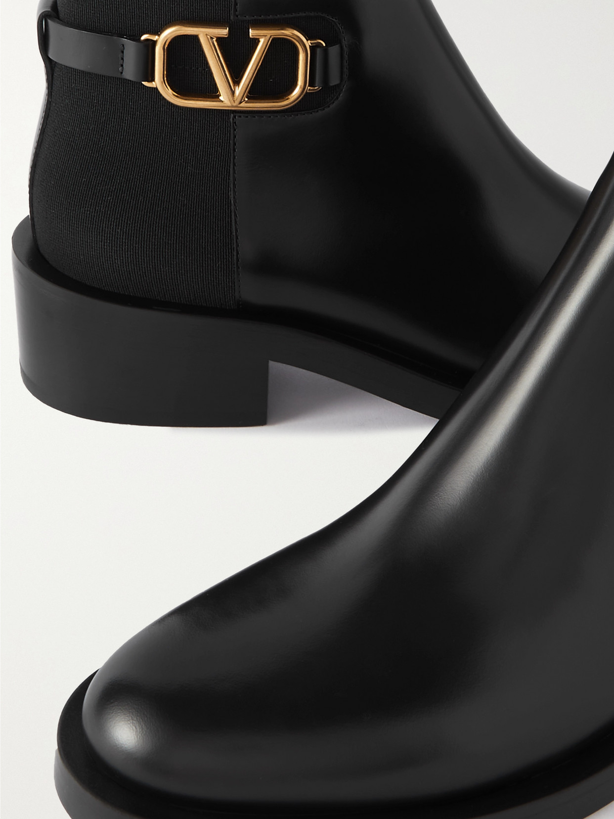 Shop Valentino Vlogo Embellished Leather Chelsea Boots In Black