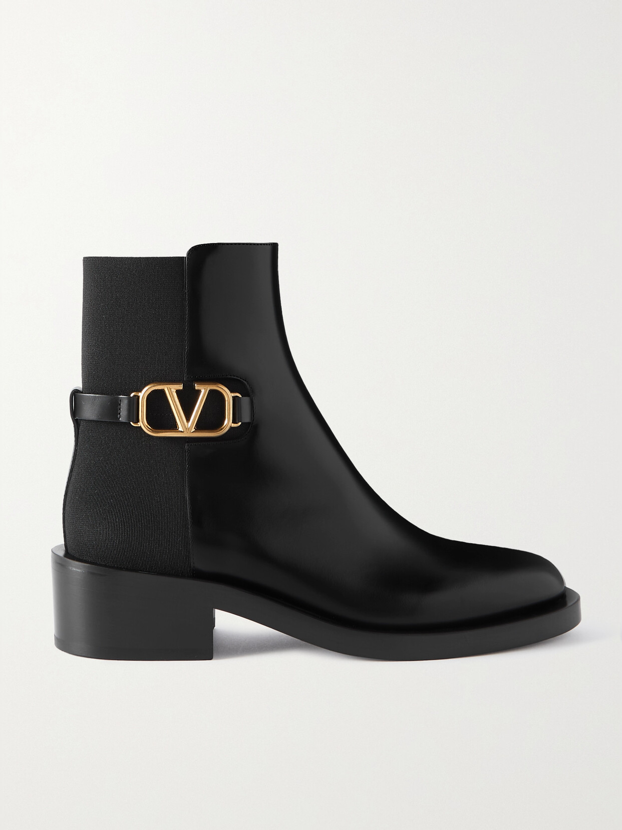 Valentino Garavani - Vlogo Embellished Leather Chelsea Boots - Black