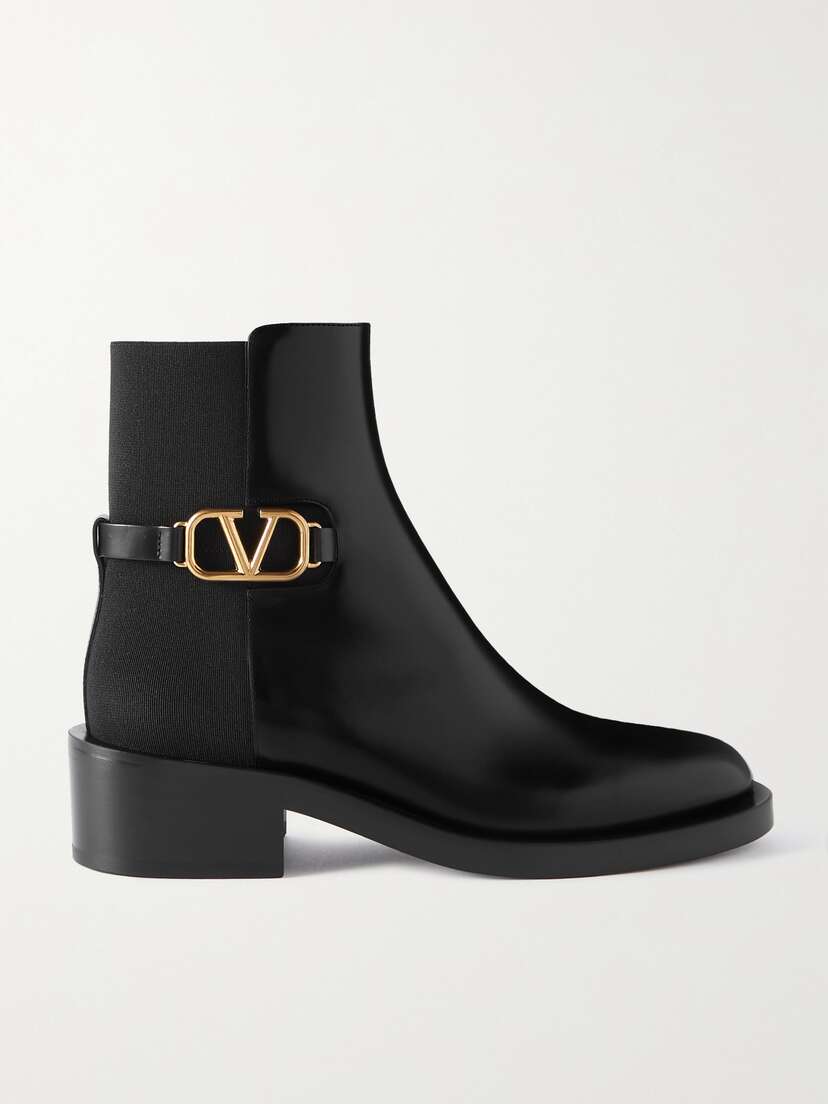 Valentino Garavani Vlogo Embellished Leather Chelsea Boots