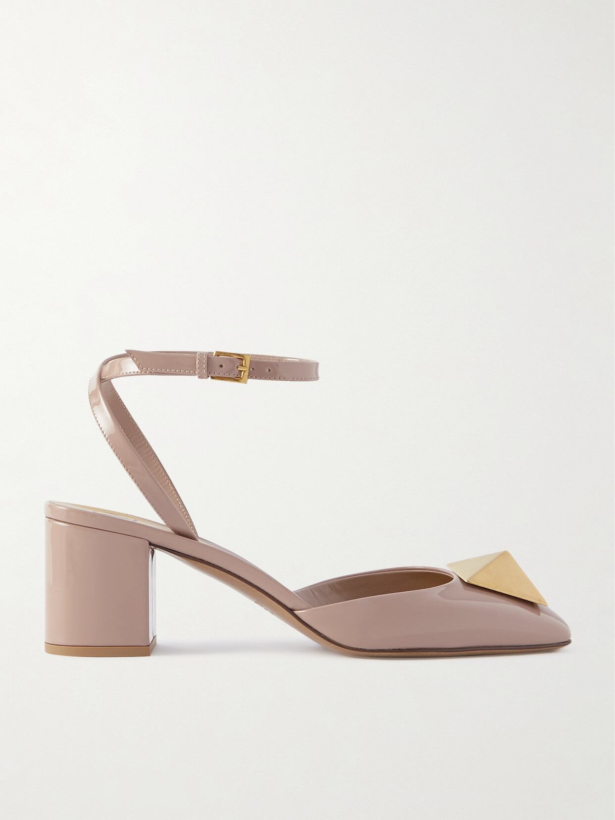 Valentino Garavani One Stud Embellished Patent-leather Pumps In Neutrals