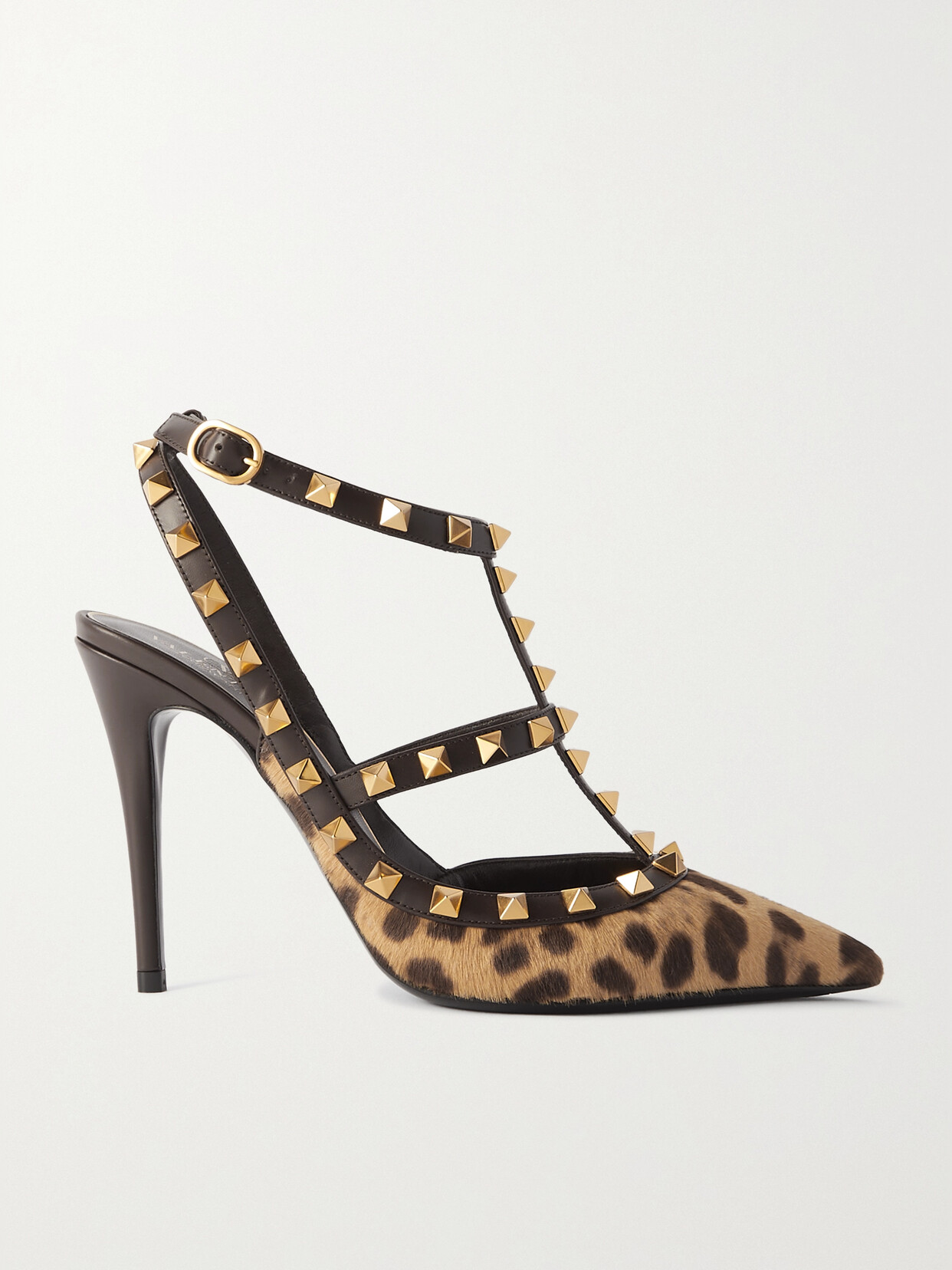 Shop Valentino Rockstud 100 Leather-trimmed Leopard-print Calf Hair Pumps In Animal Print