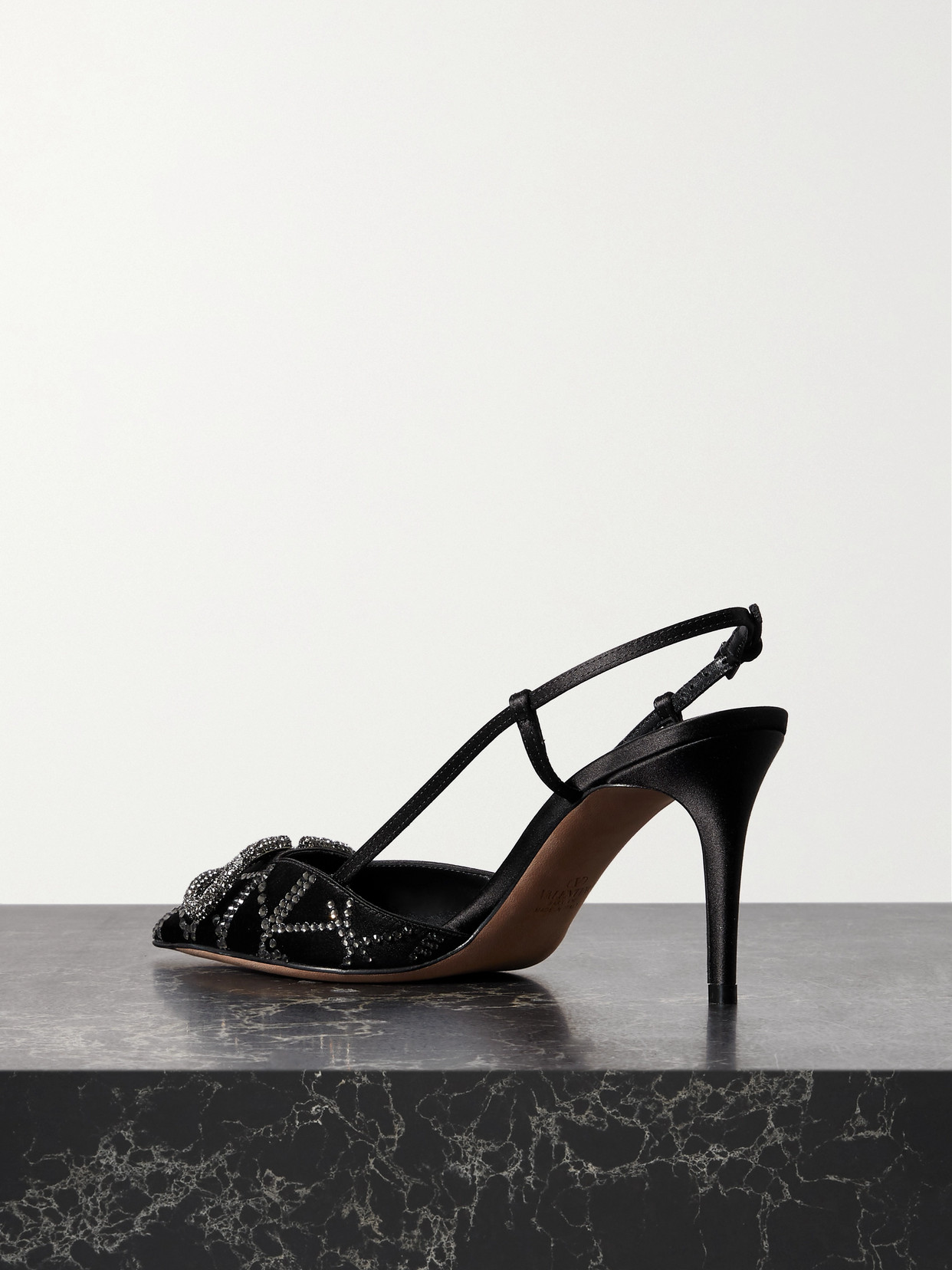 Valentino Vlogo Studded Evening Slingback Pumps In Black