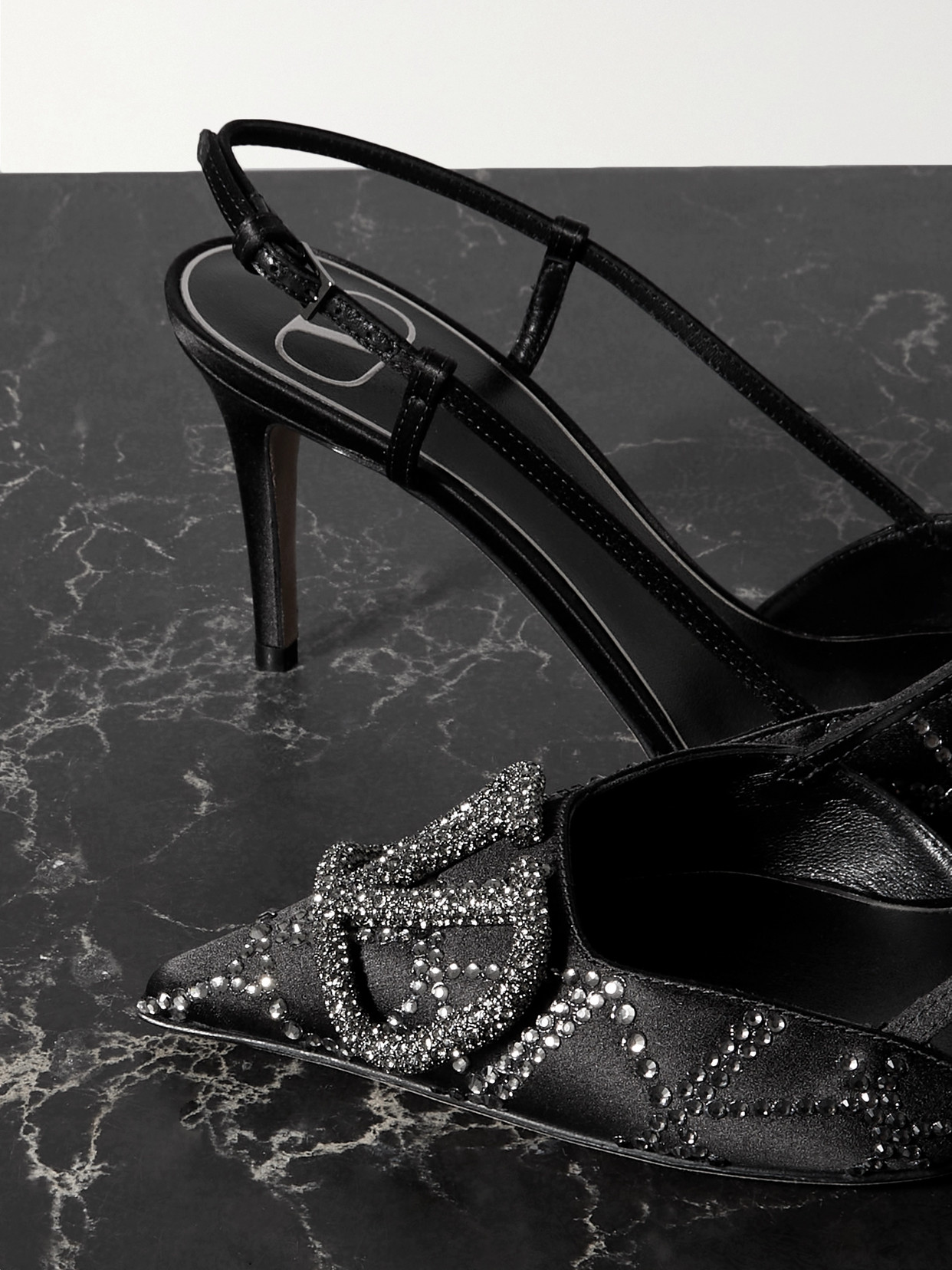 Valentino Vlogo Studded Evening Slingback Pumps In Black