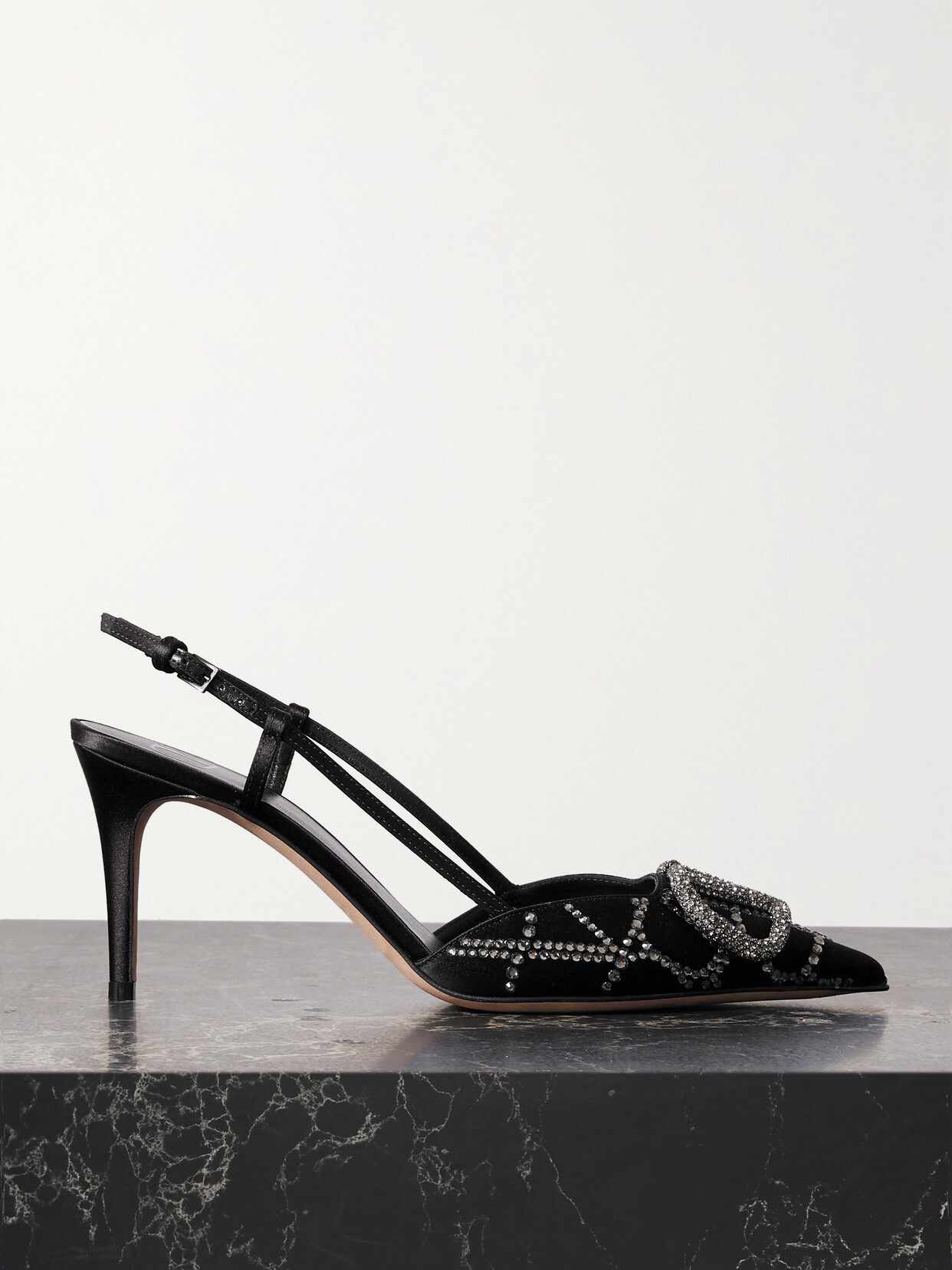 Valentino Garavani Vlogo Studded Evening Slingback Pumps In 249 Nero/black Di