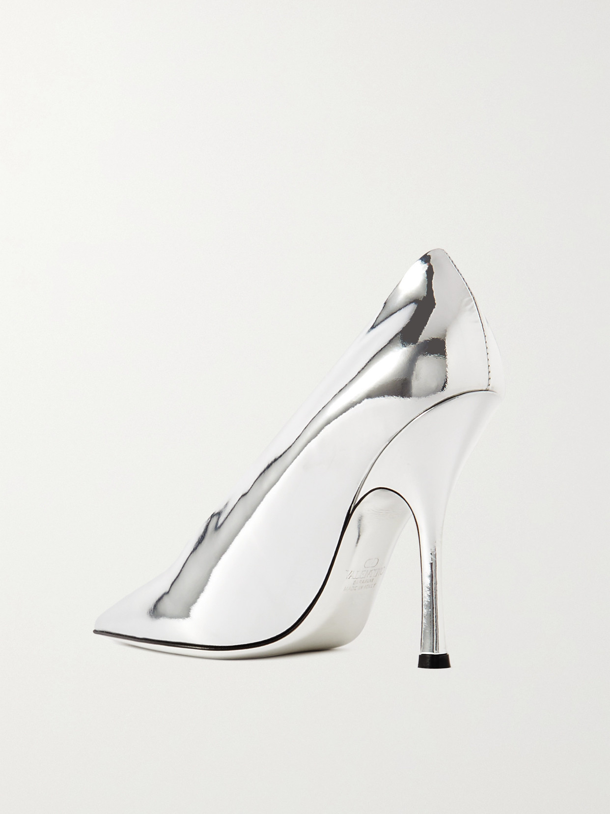 Valentino Nite-out 110 Mirrored-leather Pumps In Silver