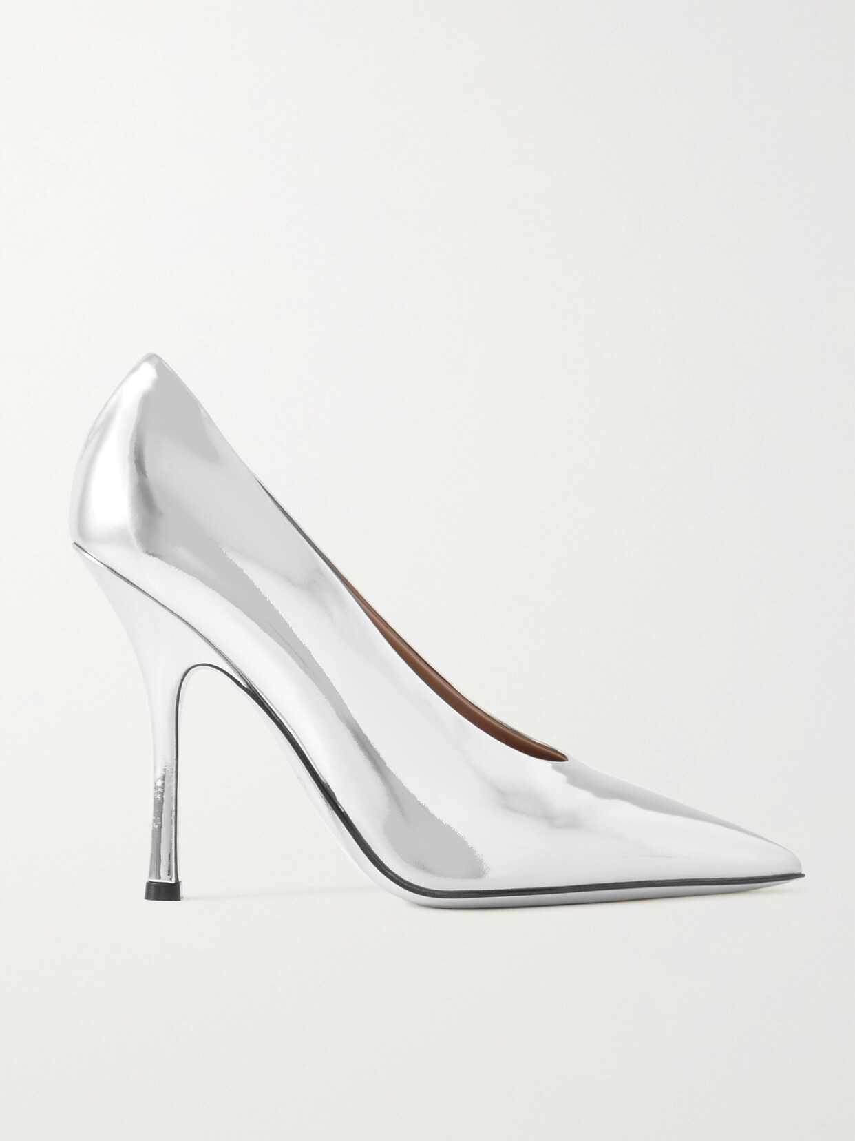 Valentino Garavani Nite-out 110 Mirrored-leather Pumps In Silver