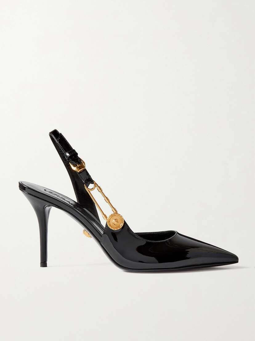 Versace Embellished Patent-leather Slingback Pumps