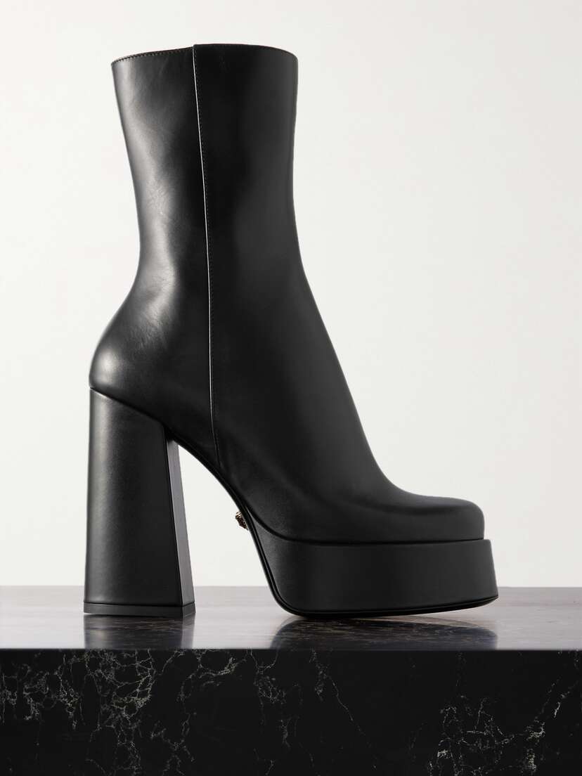 Versace Leather Platform Ankle Boots