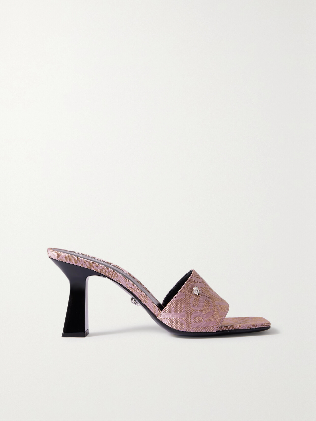 Versace - Embellished Canvas-jacquard Mules - Pink