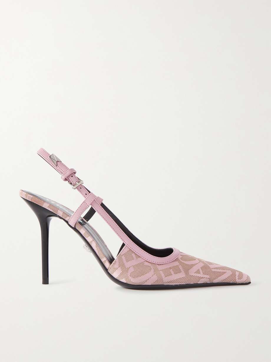 net-a-porter.com | Décolleté slingback in tela con logo jacquard e finiture in pelle