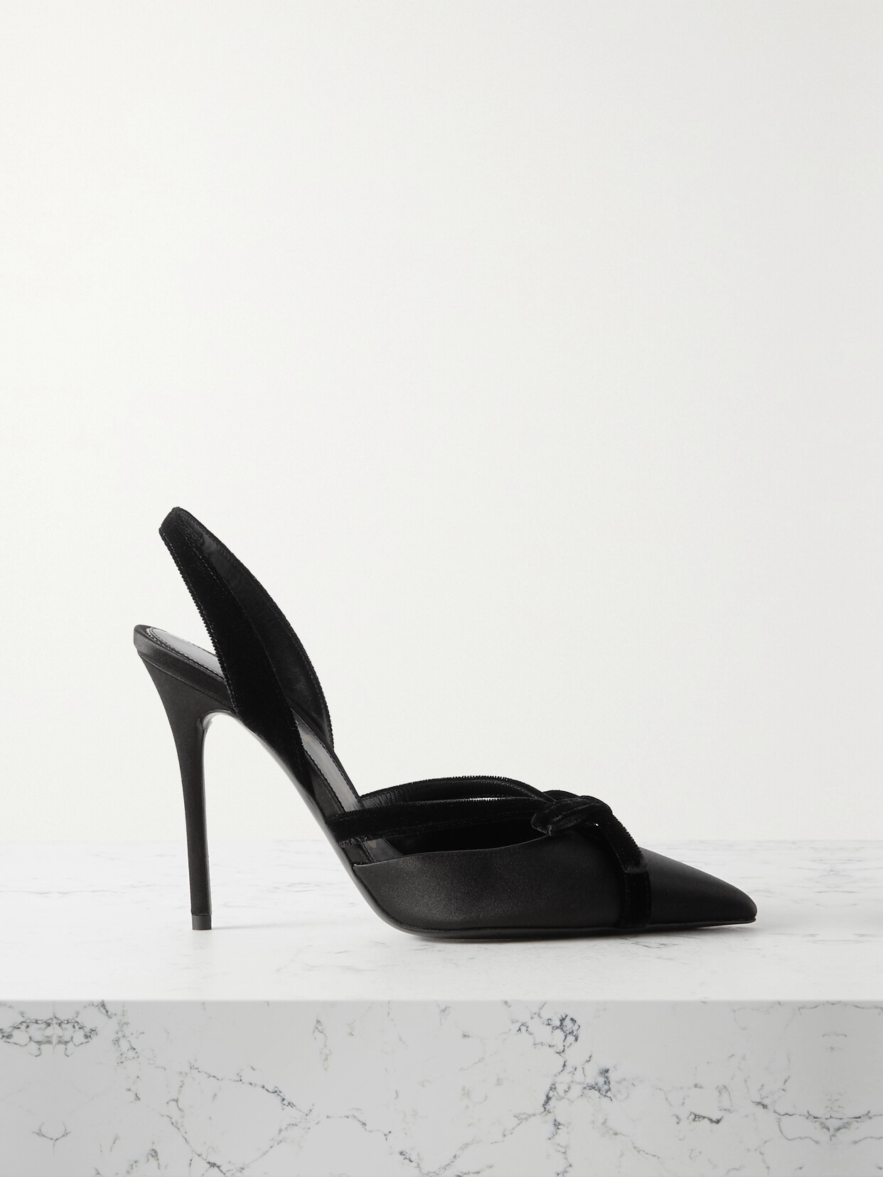 TOM FORD - Velvet-trimmed Satin Slingback Pumps - Black