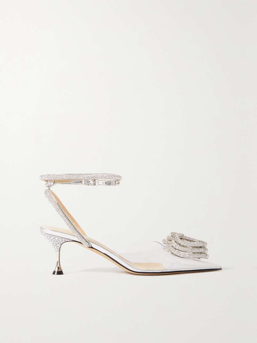 Mach & Mach Triple Heart Crystal-embellished Pvc And Metallic Leather Pumps