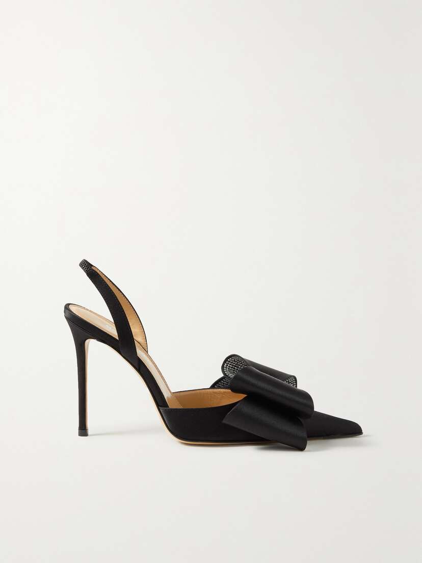 Mach & Mach Le Cadeau Crystal-embellished Satin Slingback Pumps