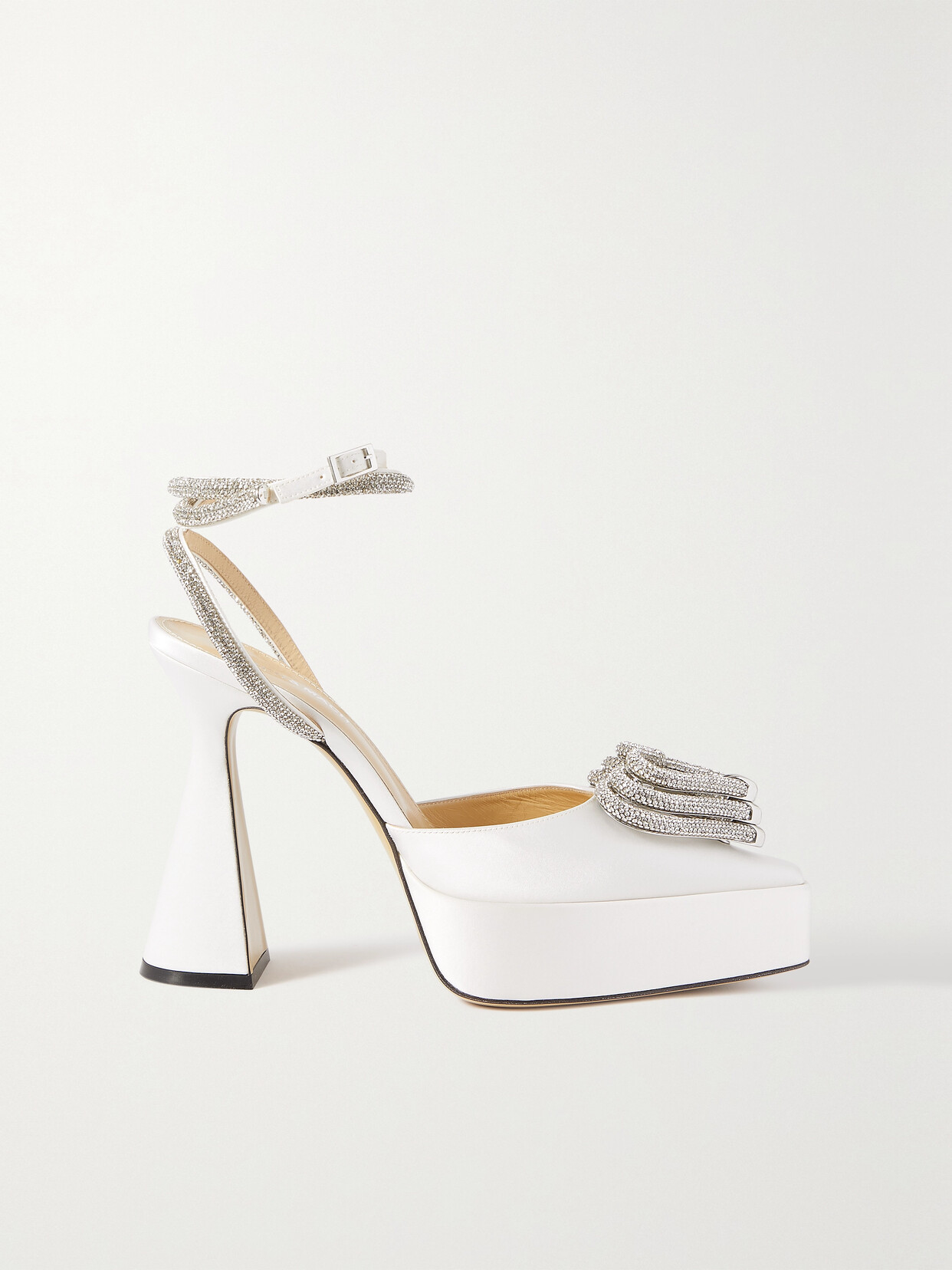 Mach & Mach Crystal-embellished Pointed-toe Pumps In White