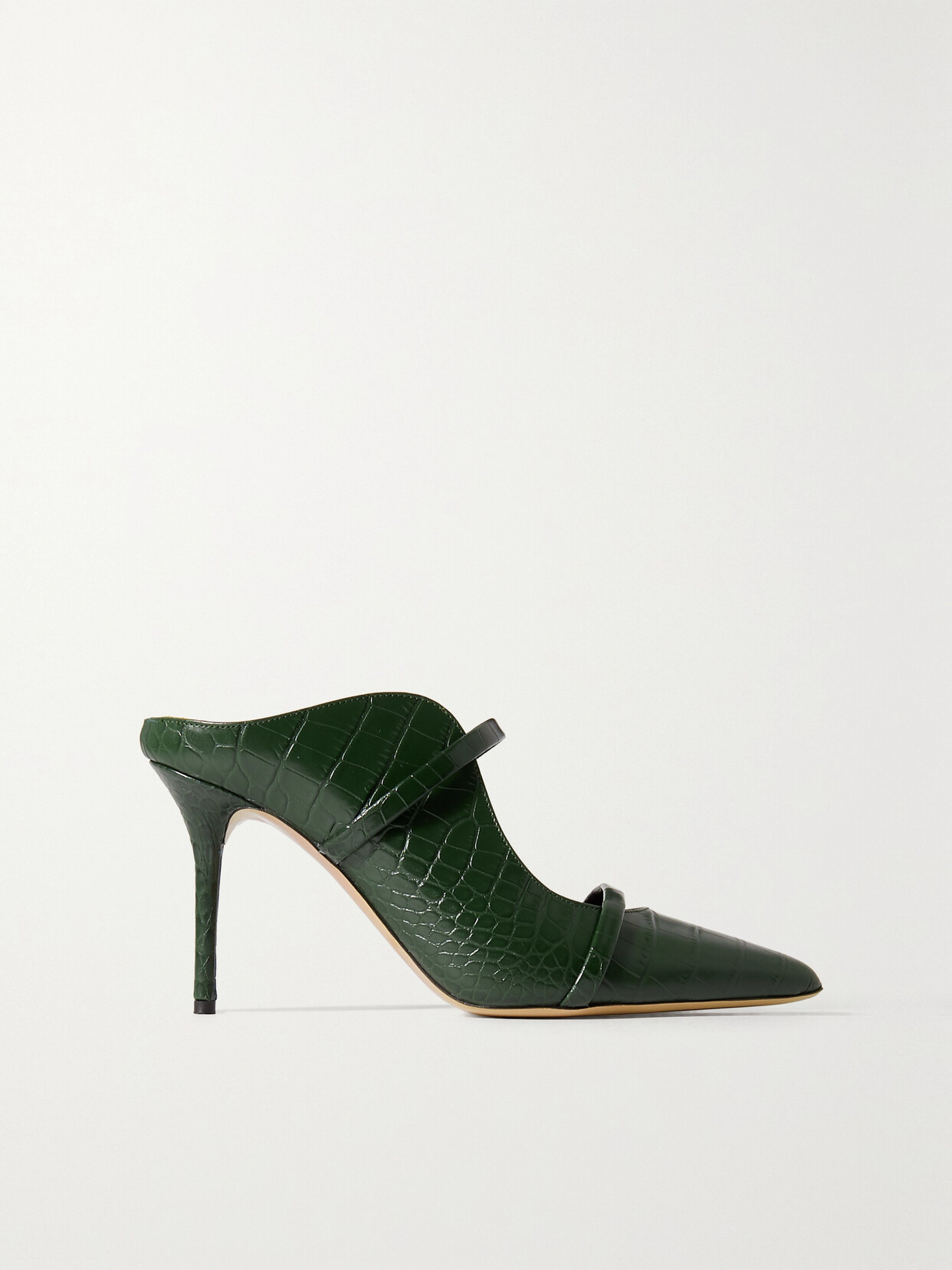 Malone Souliers - Maureen 85 Croc-effect Leather Pumps - Green