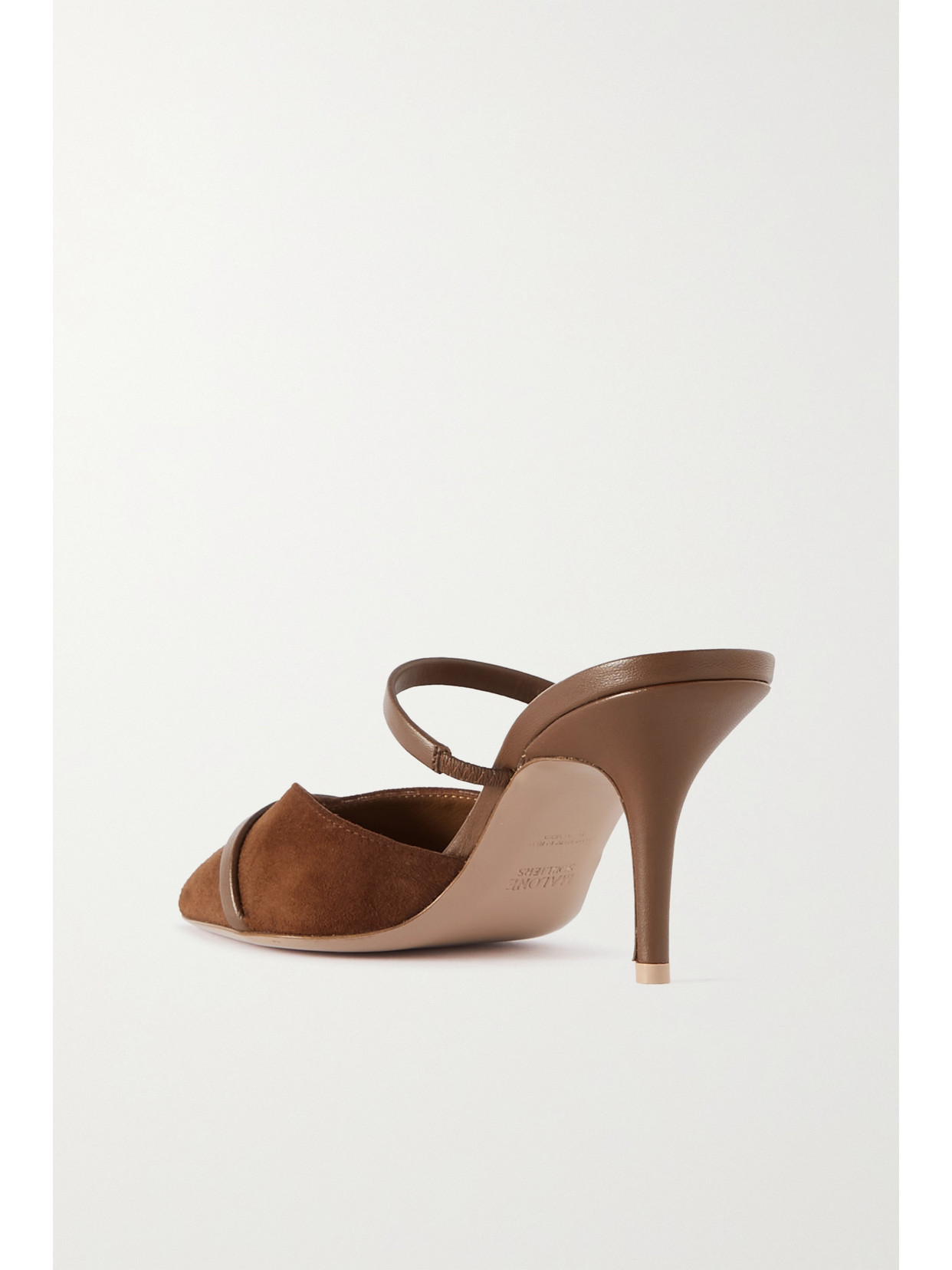 Malone Souliers Frankie 70 Leather-trimmed Suede Mules In Brown