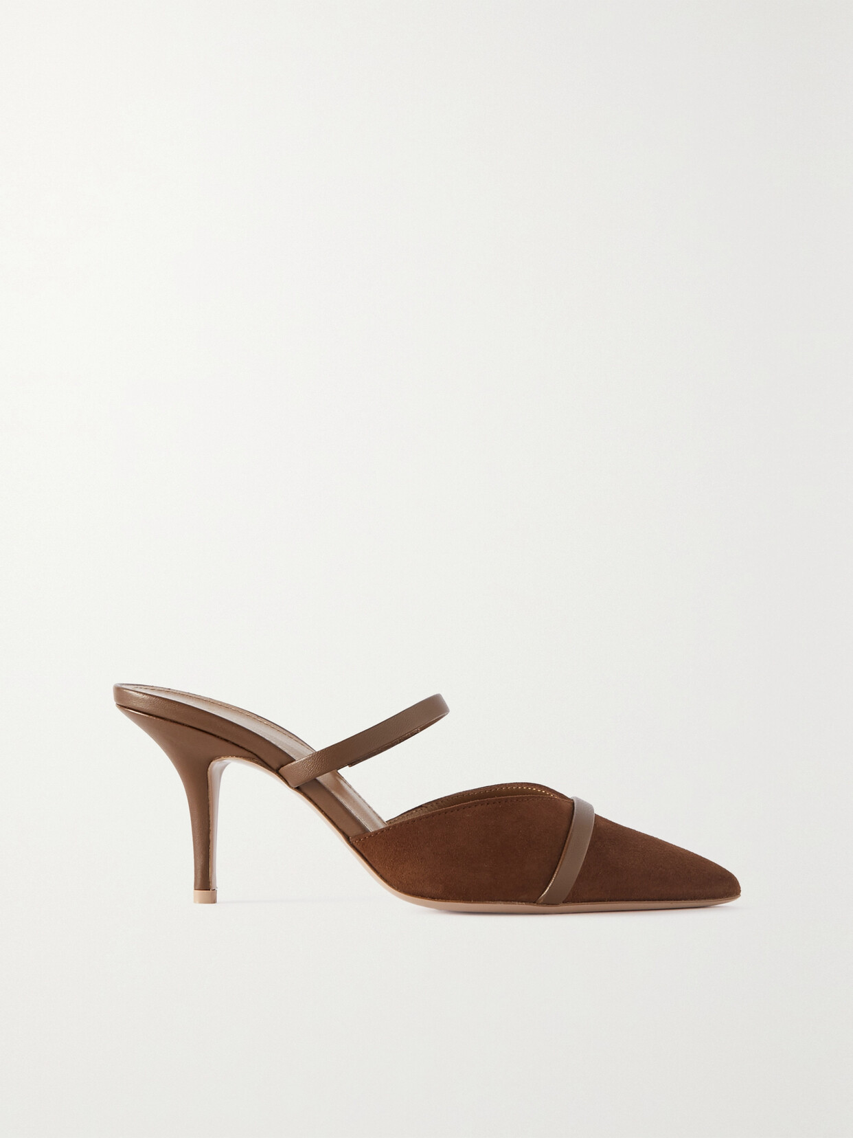 Malone Souliers - Frankie 70 Leather-trimmed Suede Mules - Brown